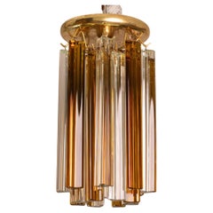 Ceiling Light Triedri amber and trsparent by Venini, 1960