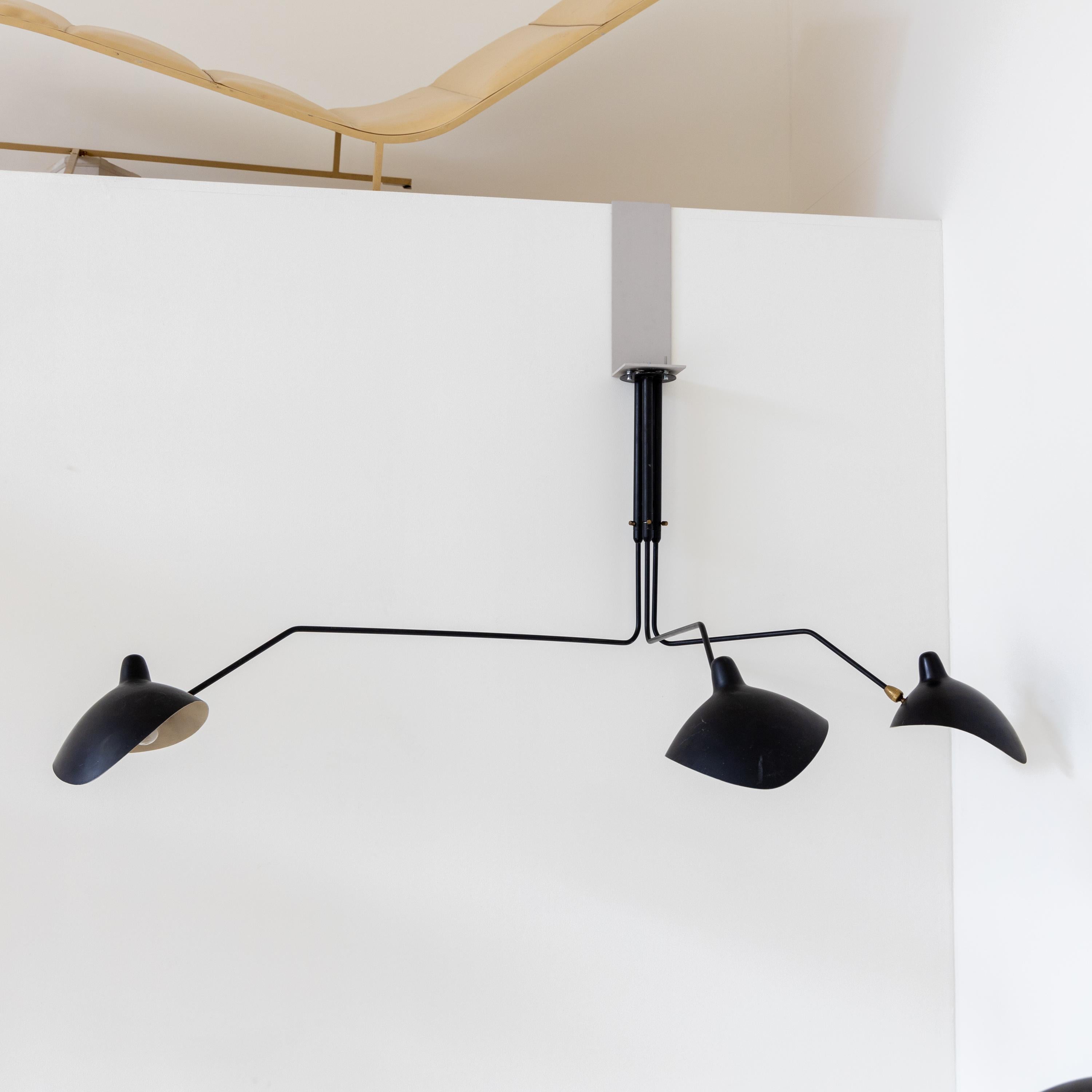 Painted Ceiling Light with Three Pivoting Arms by Serge Mouille For Sale