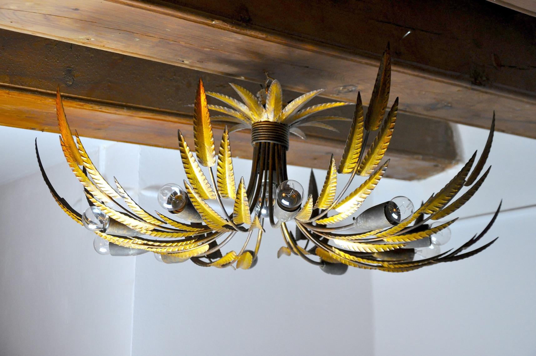 Ceiling Light XXL Sun Ferroarte, 11 Lights, Spain, 1960 In Good Condition For Sale In BARCELONA, ES