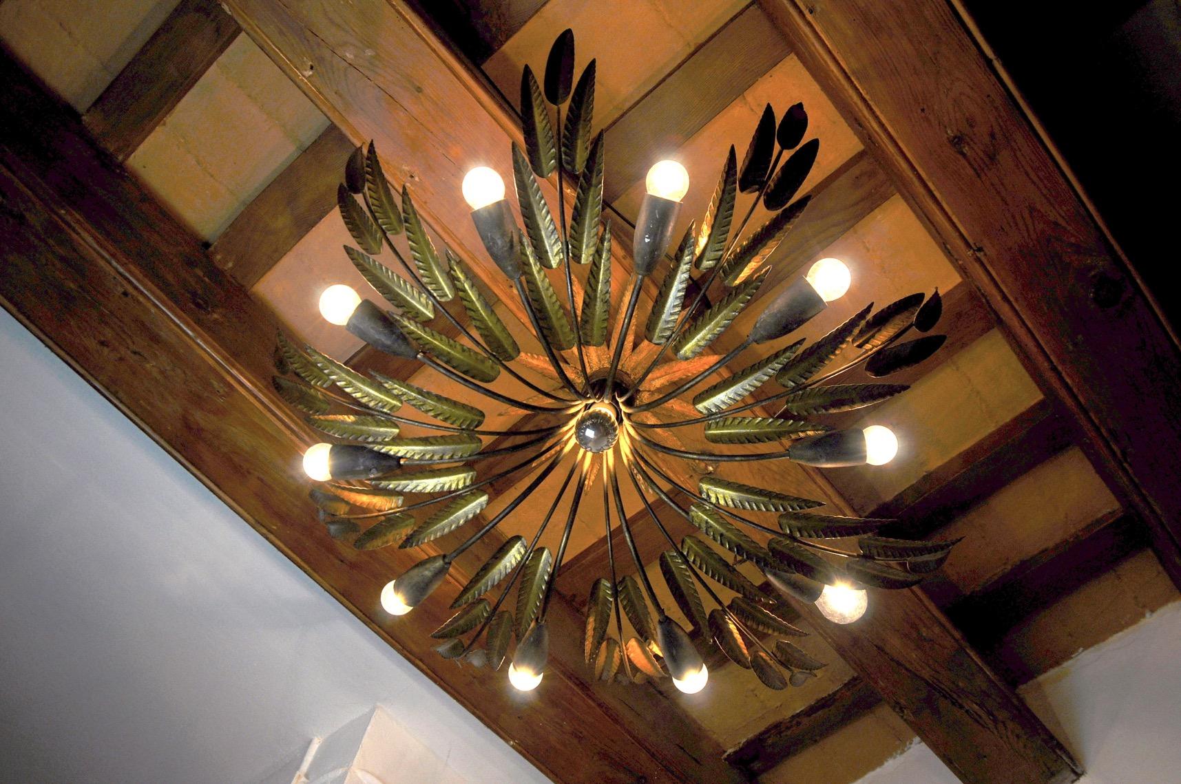 Mid-20th Century Ceiling Light XXL Sun Ferroarte, 11 Lights, Spain, 1960 For Sale