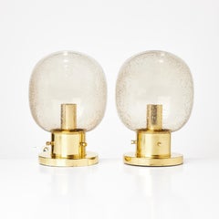 Ceiling lights by Glashütte Limburg Brass and glass Germany 1970s Labelled
