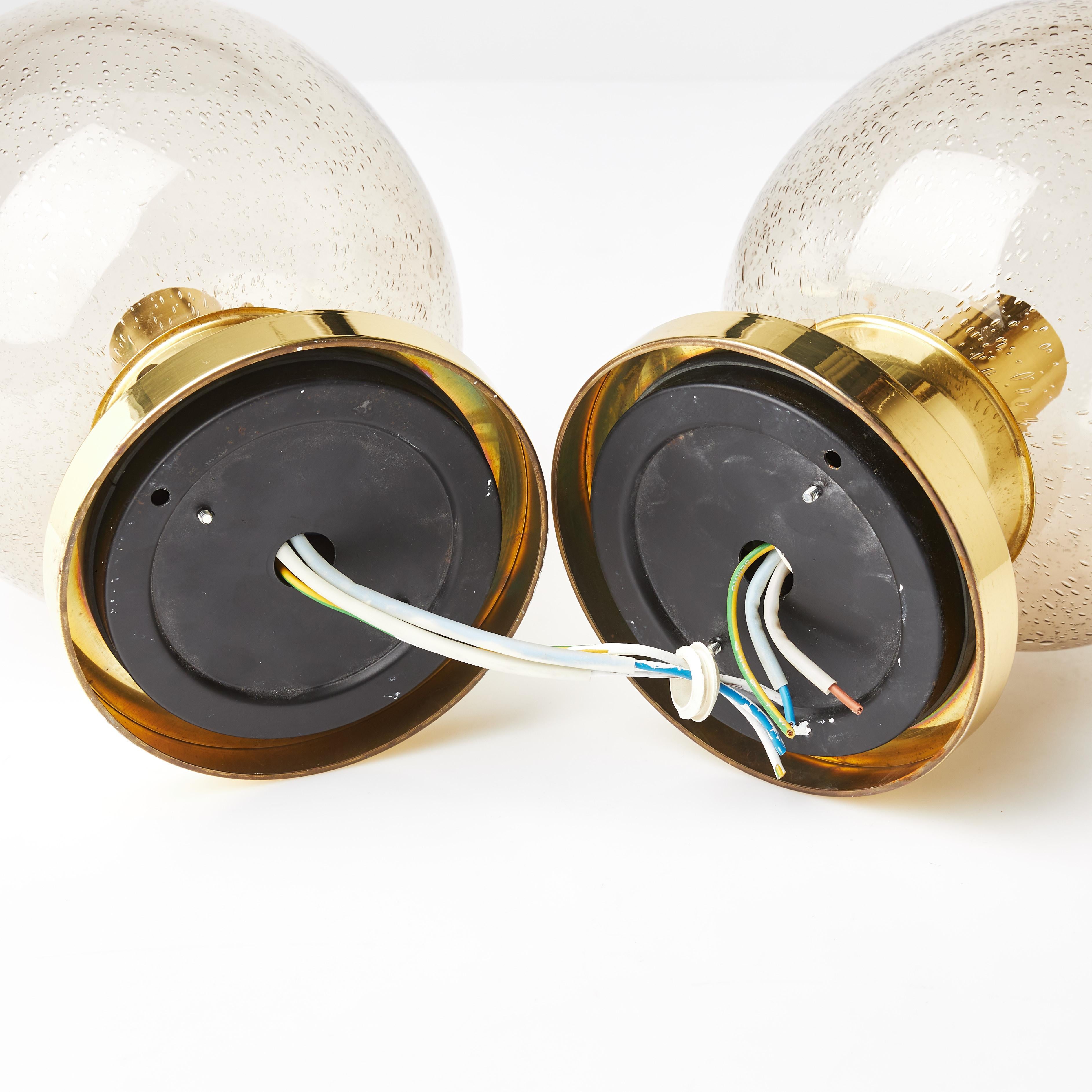 Ceiling lights by Glashütte Limburg Brass and glass Germany 1970s Labelled In Good Condition For Sale In Paris, FR