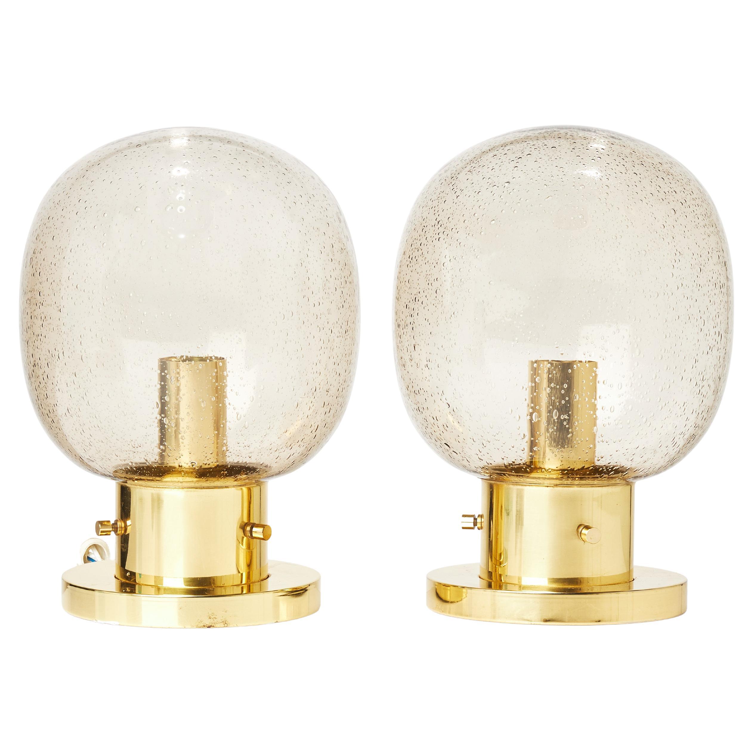 Ceiling lights by Glashütte Limburg Brass and glass Germany 1970s Labelled For Sale