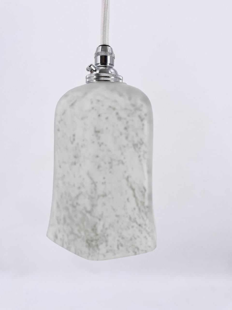 Art Deco Ceiling Lights Circa 1920, White Glass With Veins Like Marble, Series Available For Sale