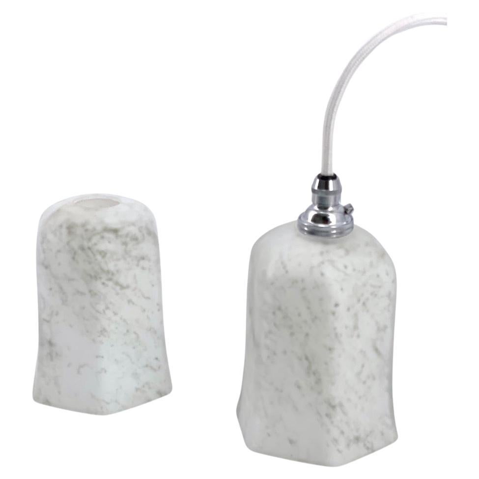 Ceiling Lights Circa 1920, White Glass With Veins Like Marble, Series Available For Sale