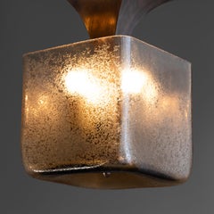 Ceiling lights in etched glass and Seguso metal, set of 2