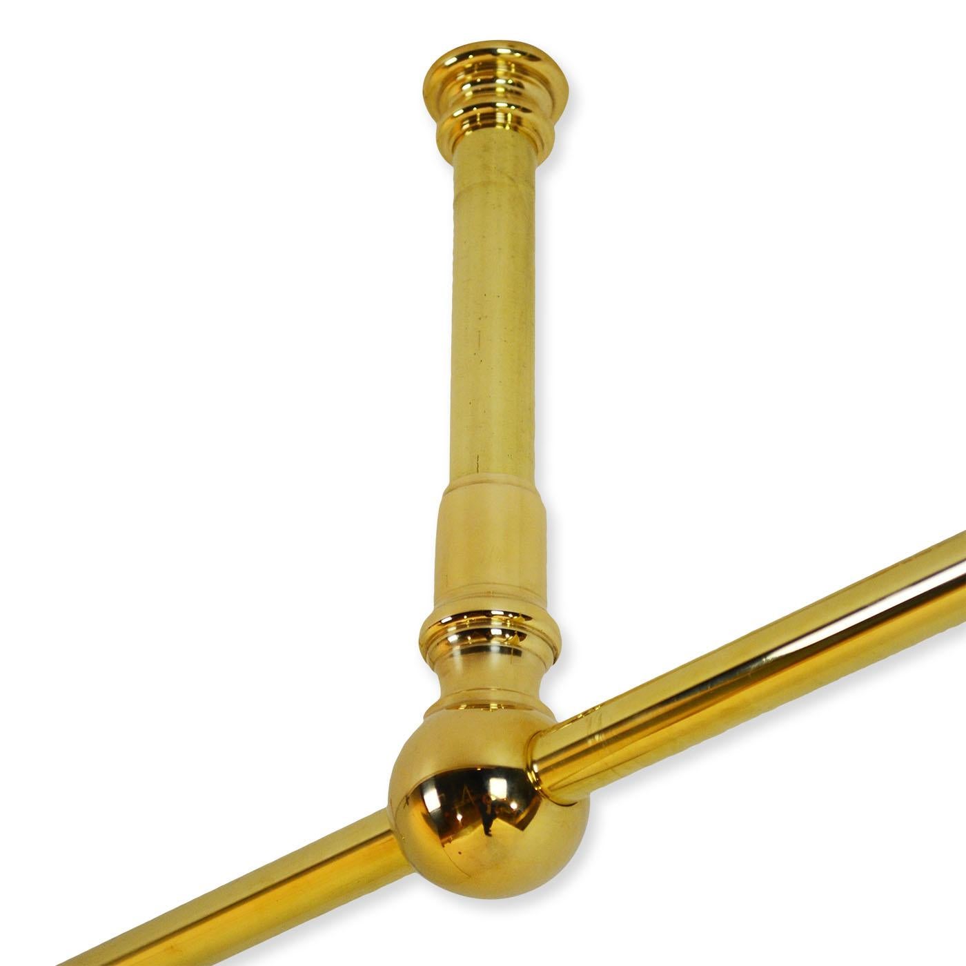British Ceiling Mounted Clothes Rail with Single Fixing Point, Solid Brass For Sale