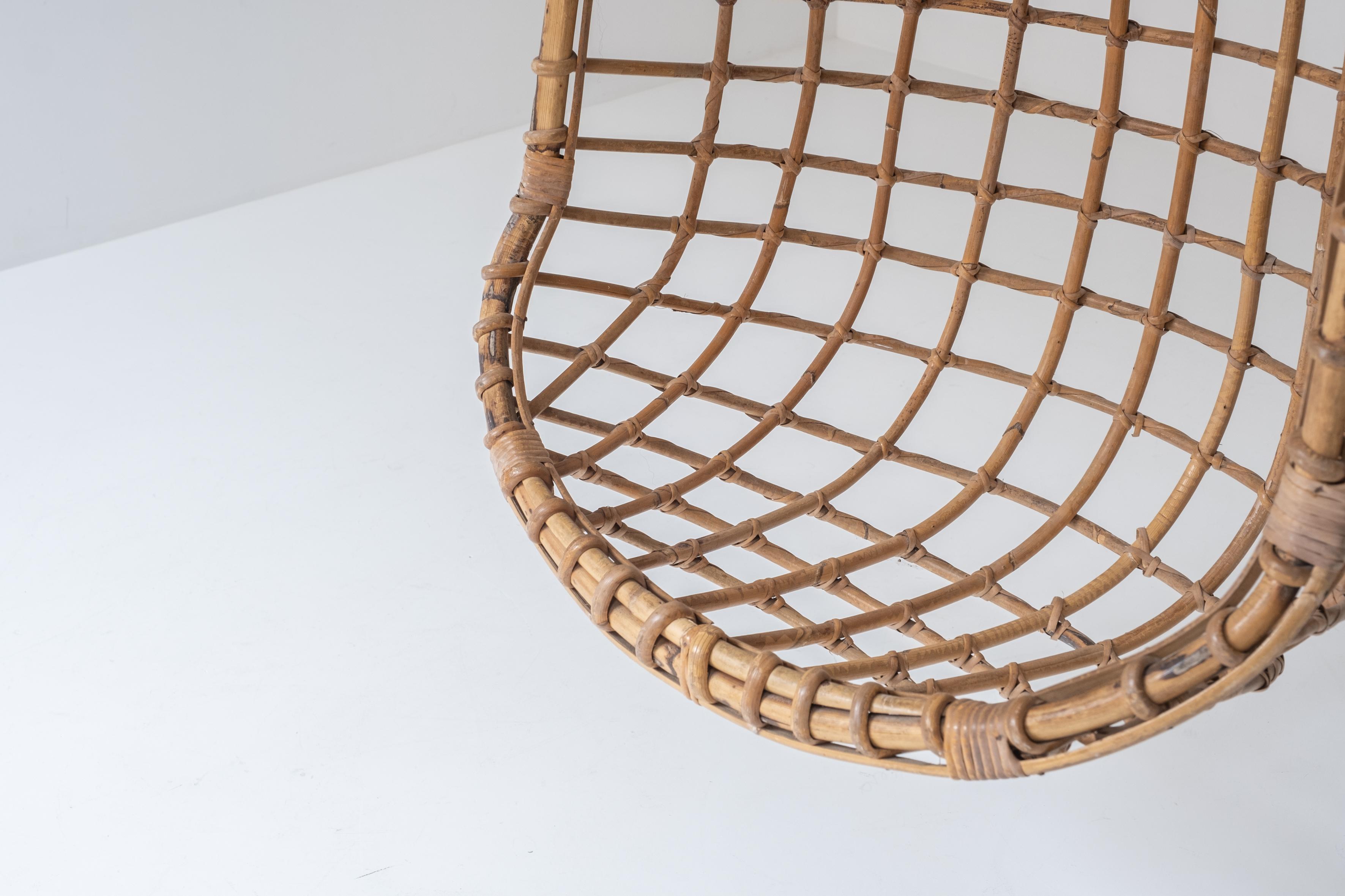 Bamboo Ceiling mounted Egg chair by Rohé Noordwolde, The Netherlands 1960’s. For Sale