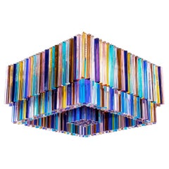 Ceiling Multicolor Murano Chandelier Triedri. 