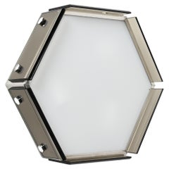 Decken- oder Wandleuchte von Veca aus Chrom, Rauchglas und Opalglas, Italien 1970