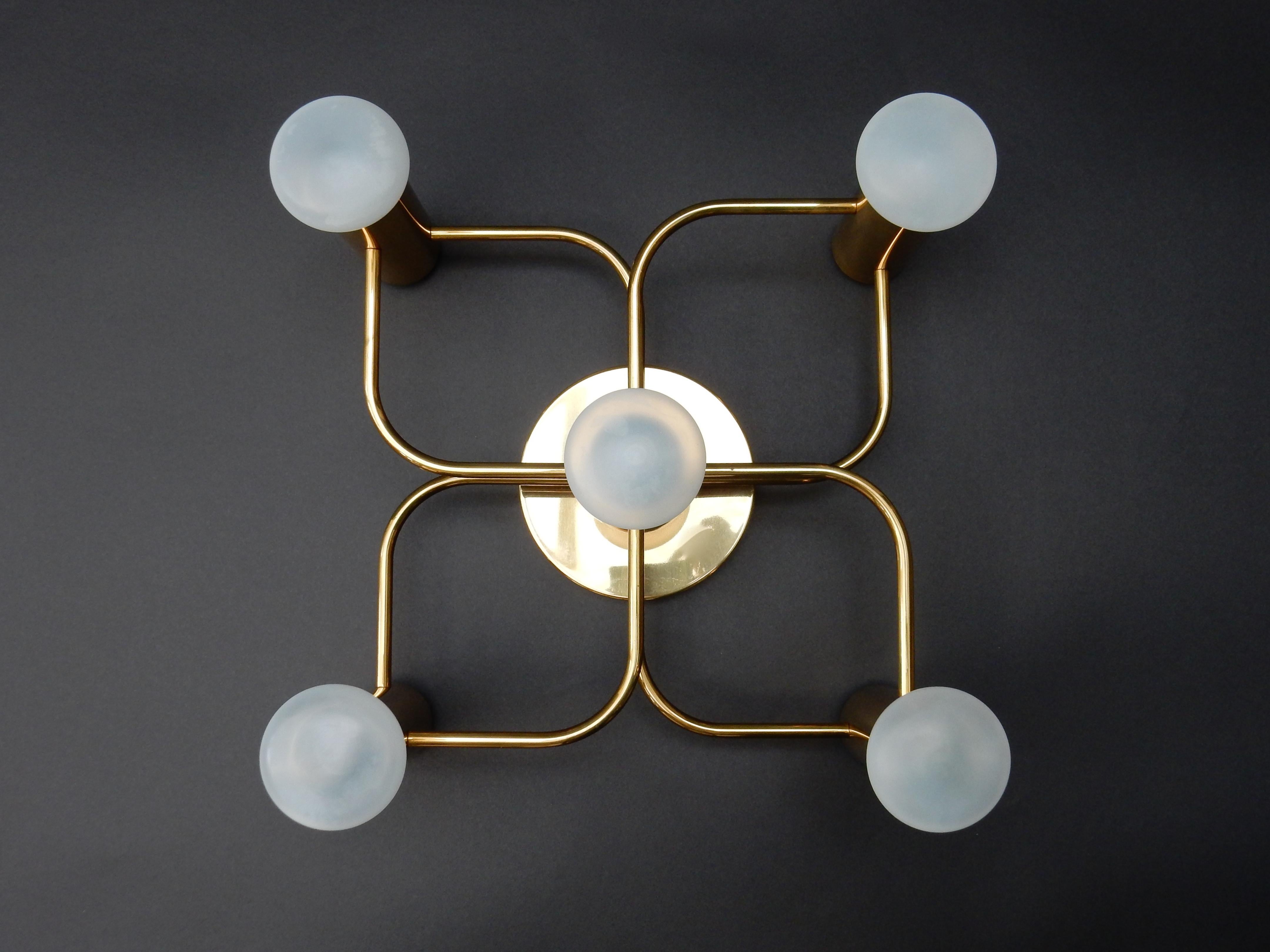 Ceiling or wall light mount chandelier by Leola, 1960s.