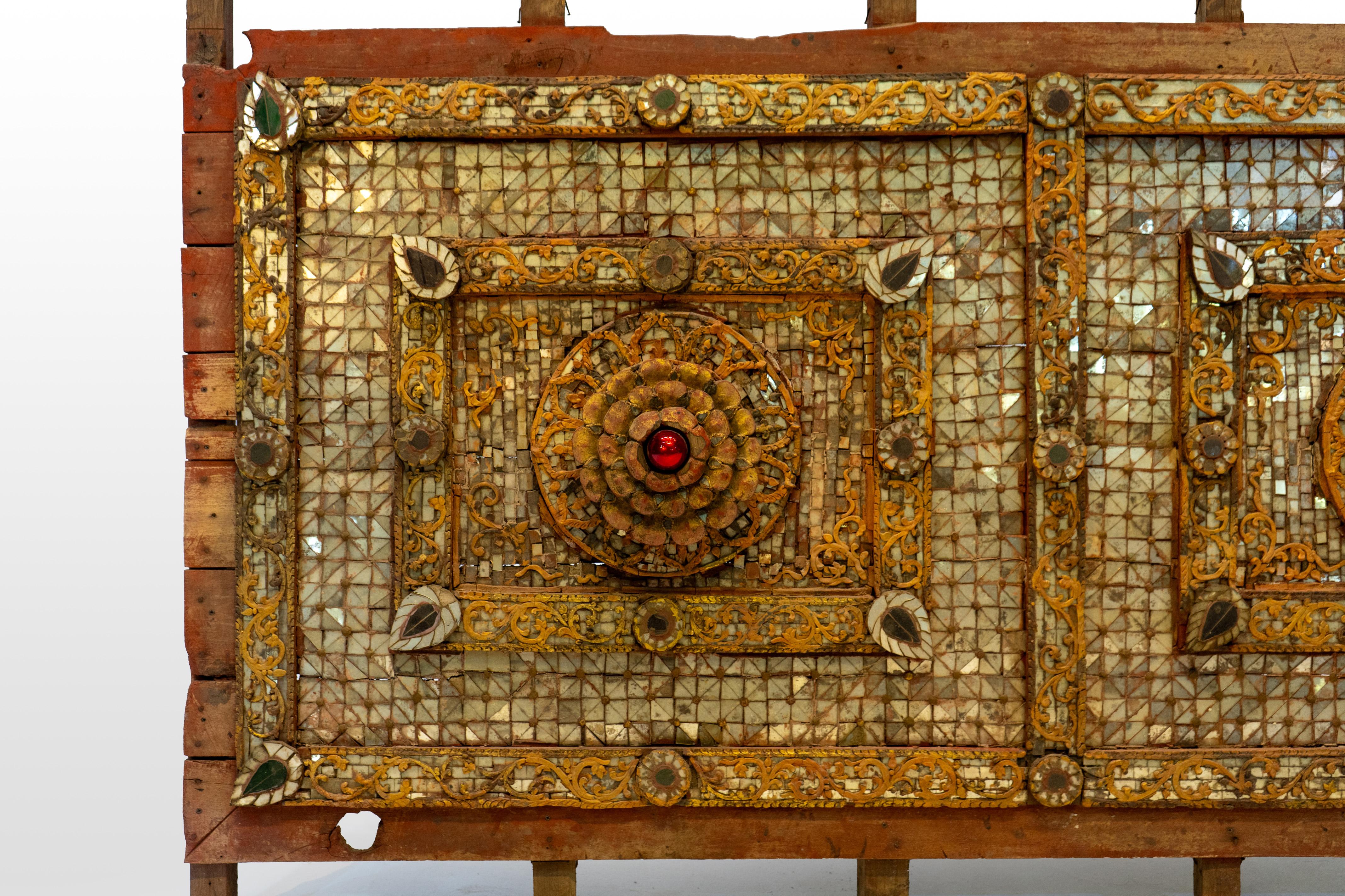 Thai Ceiling Panel with Colored Glass Tesserae Design For Sale