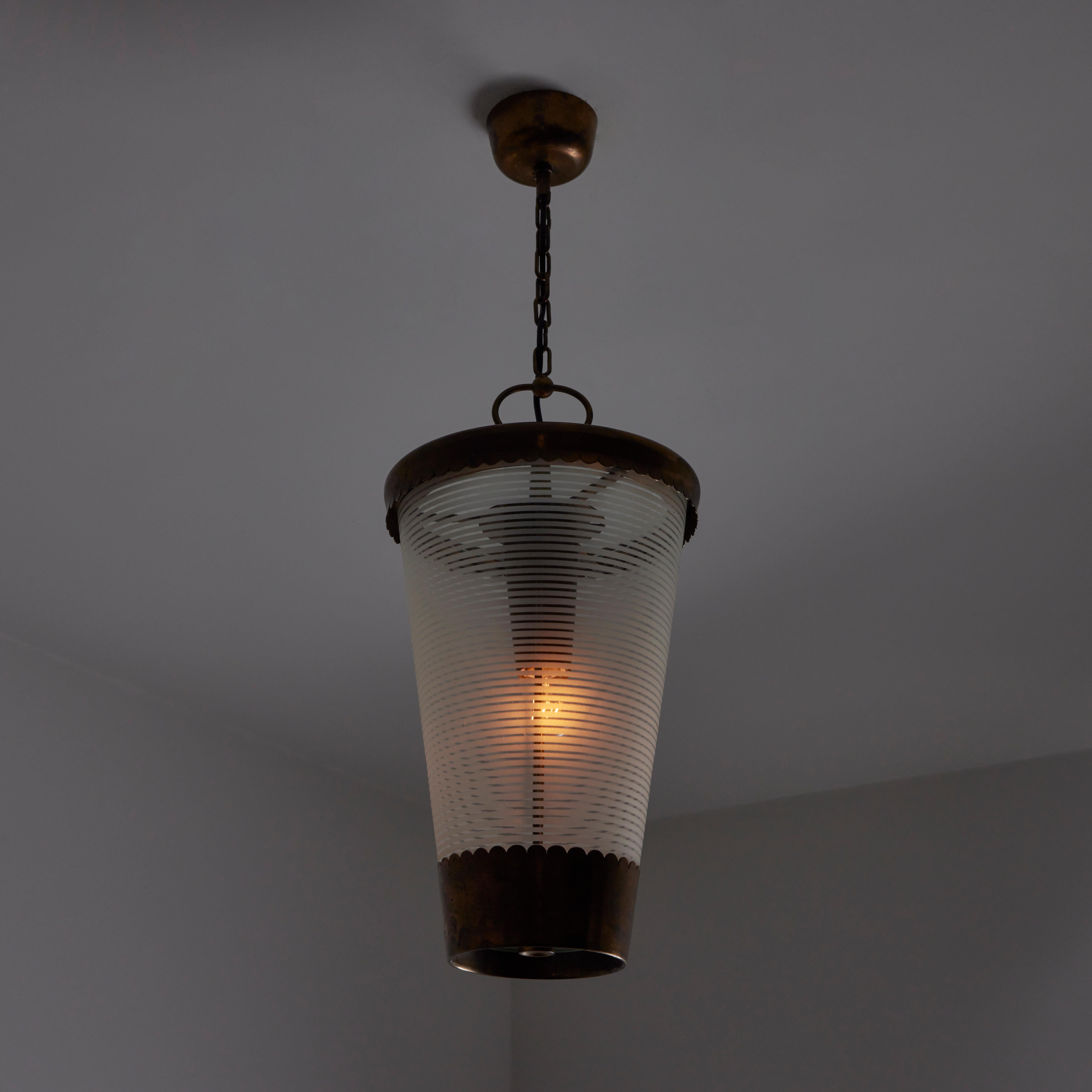 Etched Ceiling Pendant by Pietro Chiesa for Fontana Arte
