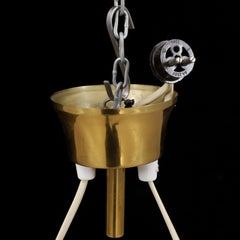 Ceiling Pendant Light Teak Brass and Glass Adjustable Anonymous Sweden 1960