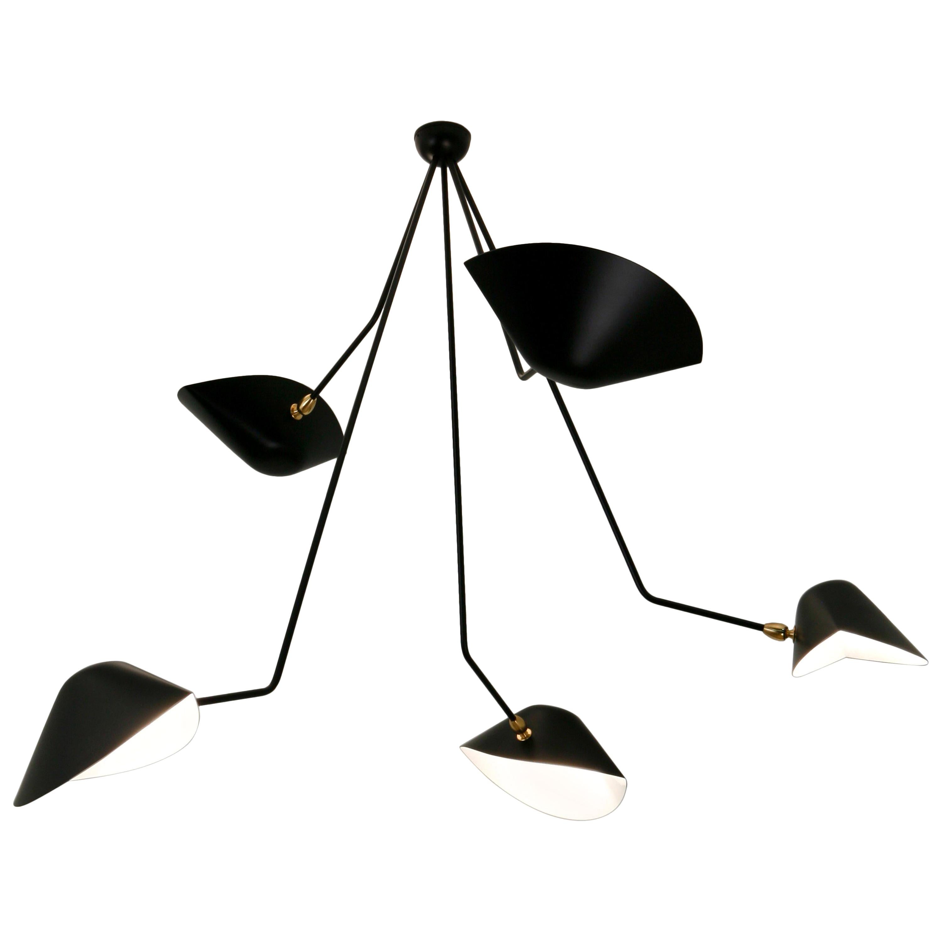 Ceiling Pendant Spider Lamp with Five Broken Arms by Les Editions, Serge Mouille For Sale