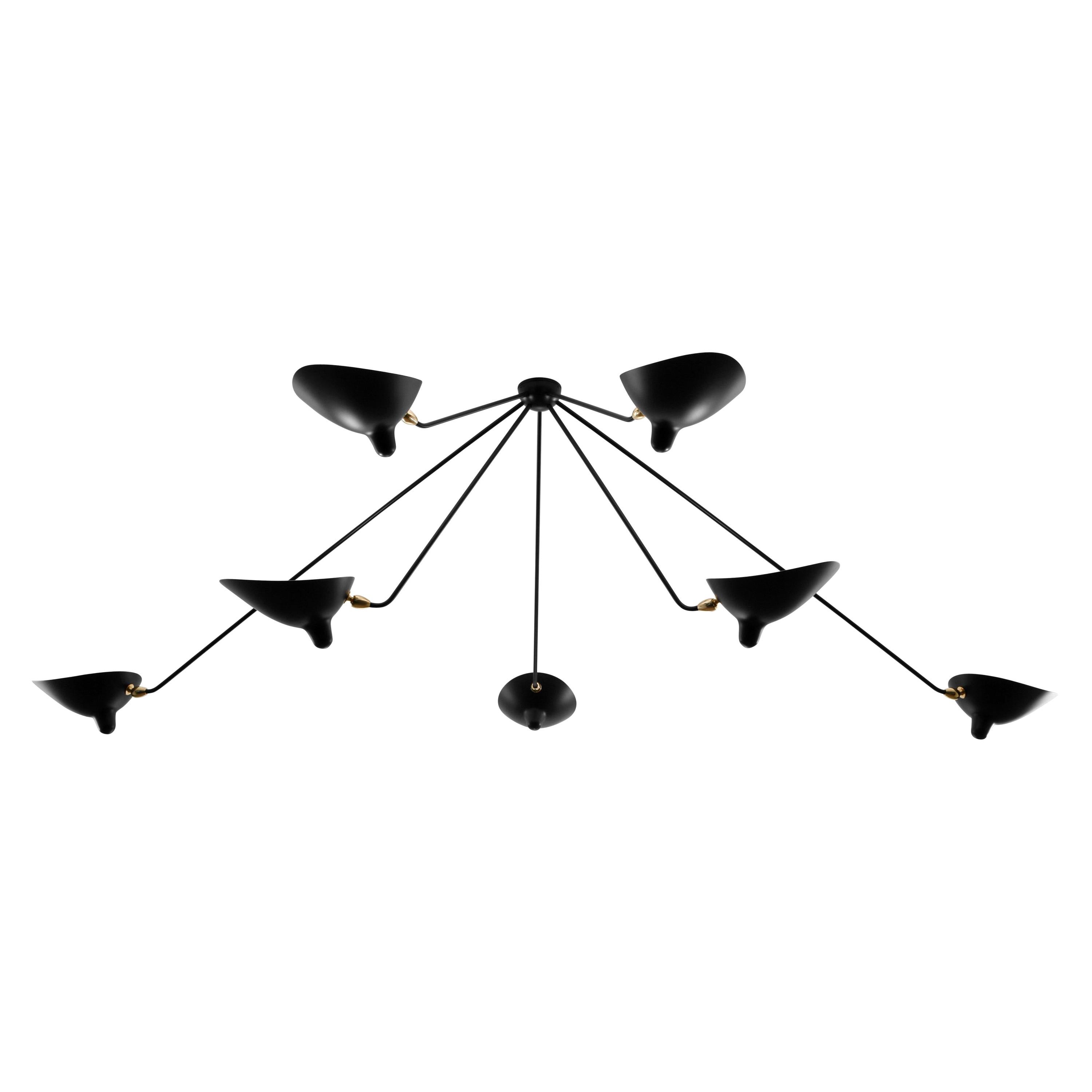 Lámpara araña colgante de techo con siete brazos fijos de Les Editions, Serge Mouille