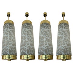 Ceiling Pendants Chandelier Brass Murano Glass by Esperia, Italy, 1990s