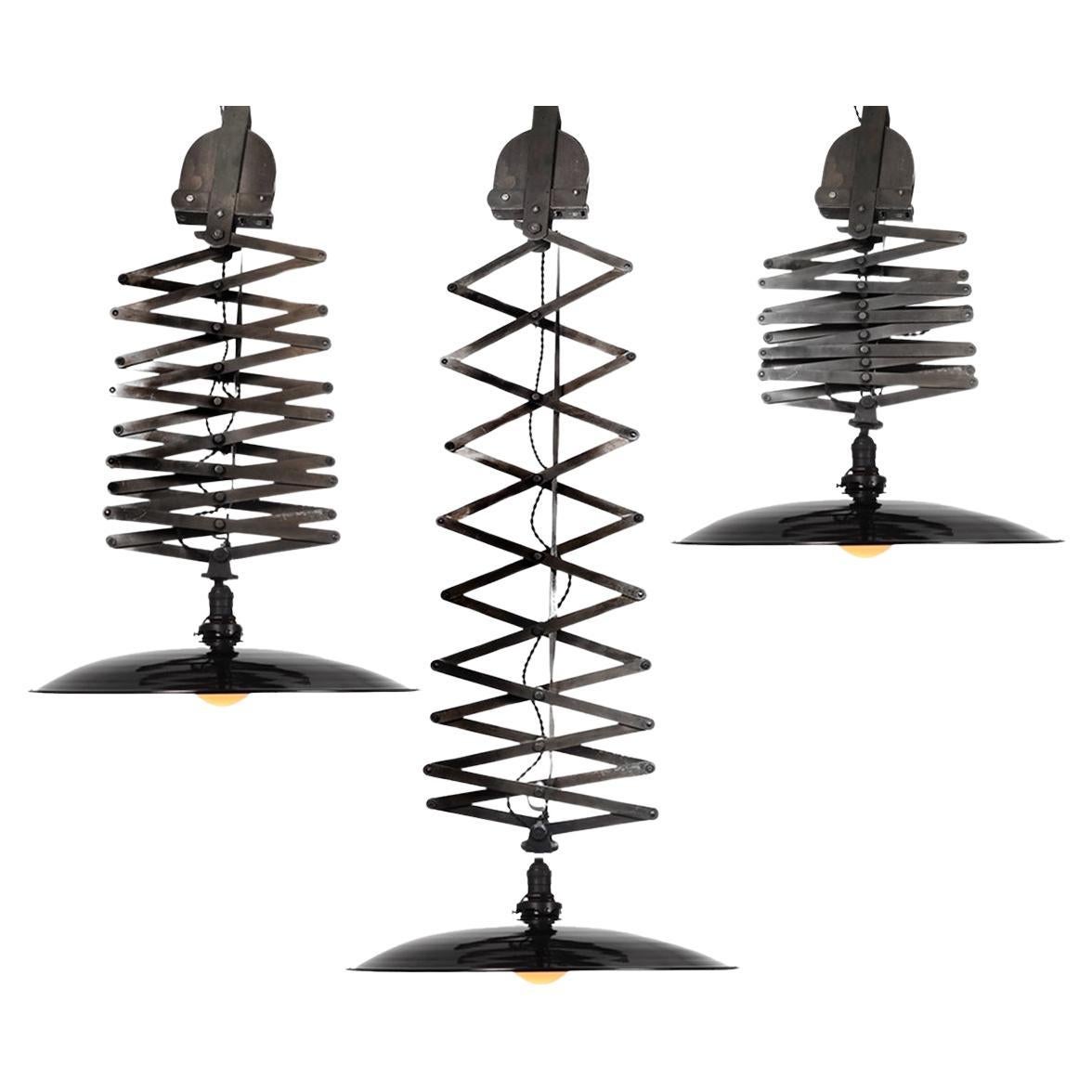 Ceiling Pull-Down Scissor Lamp - 20 inch Porcelain Shade