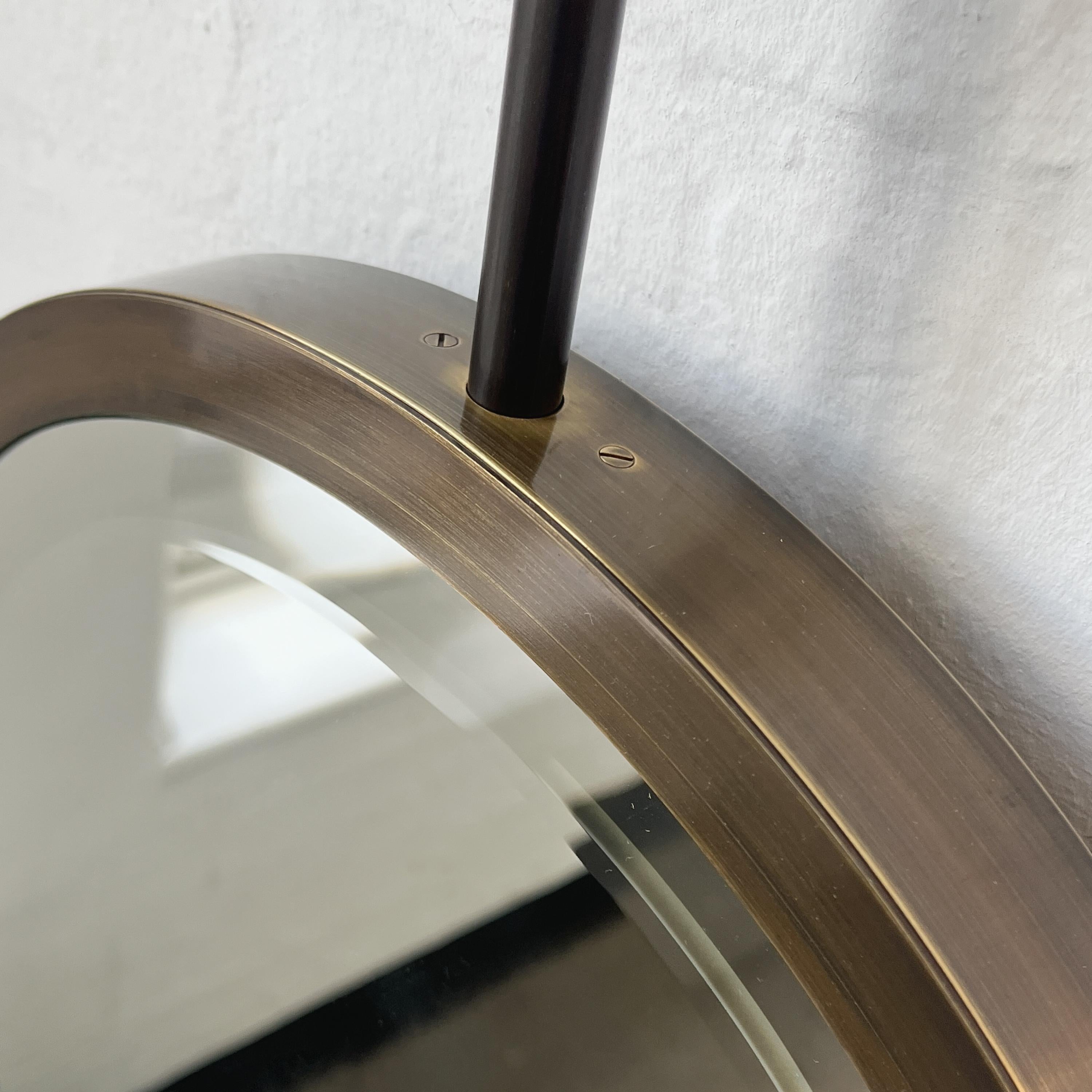 Modern Ceiling Suspended Capsula Pill shaped Bevelled Mirror with Bronze Patina Frame For Sale