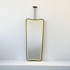 Ceiling Suspended Decorative Mirror Bronze Patina Frame, Vintage N.2
