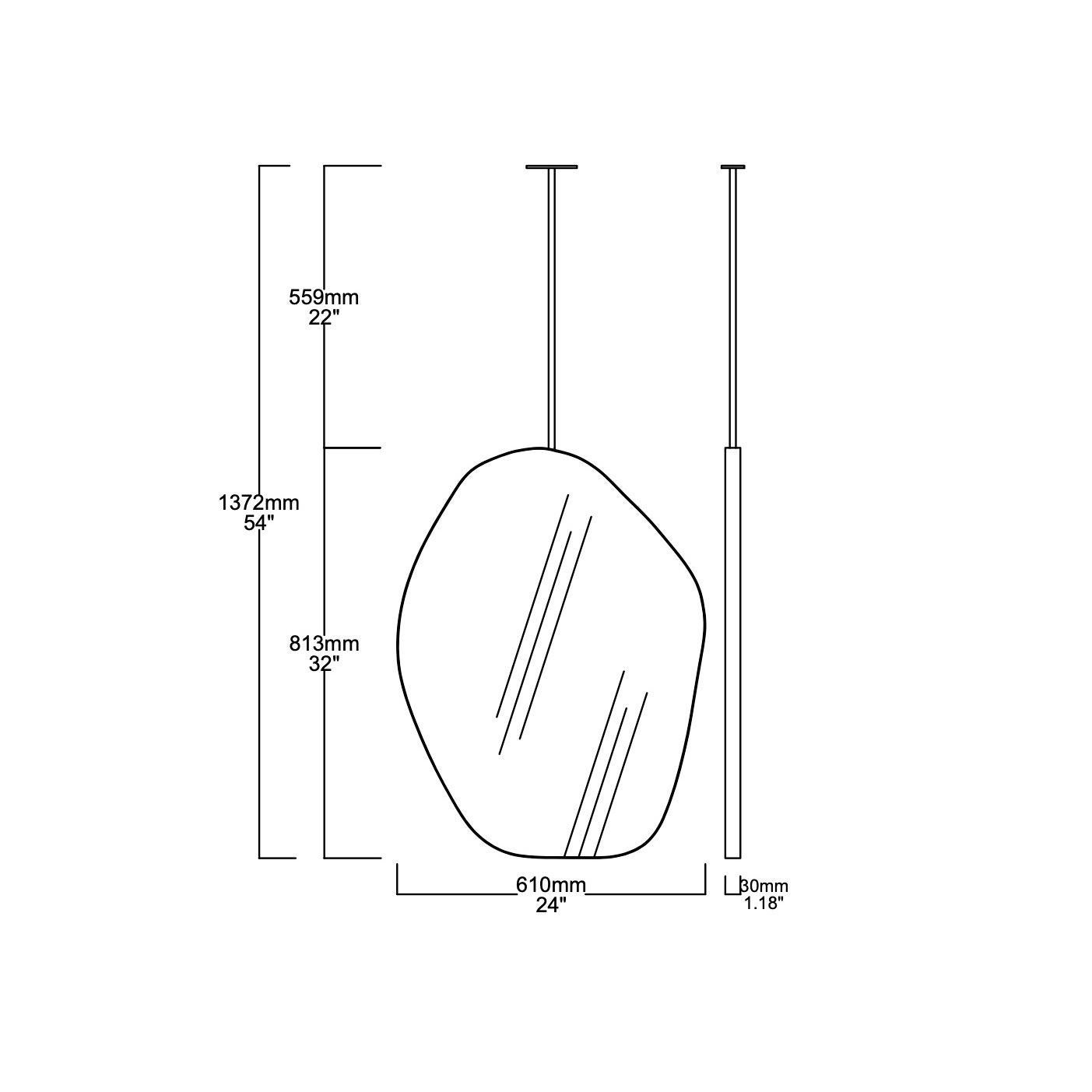 Roca Ceiling Suspended Freeform Mirror with Minimalist Black Frame For Sale 3