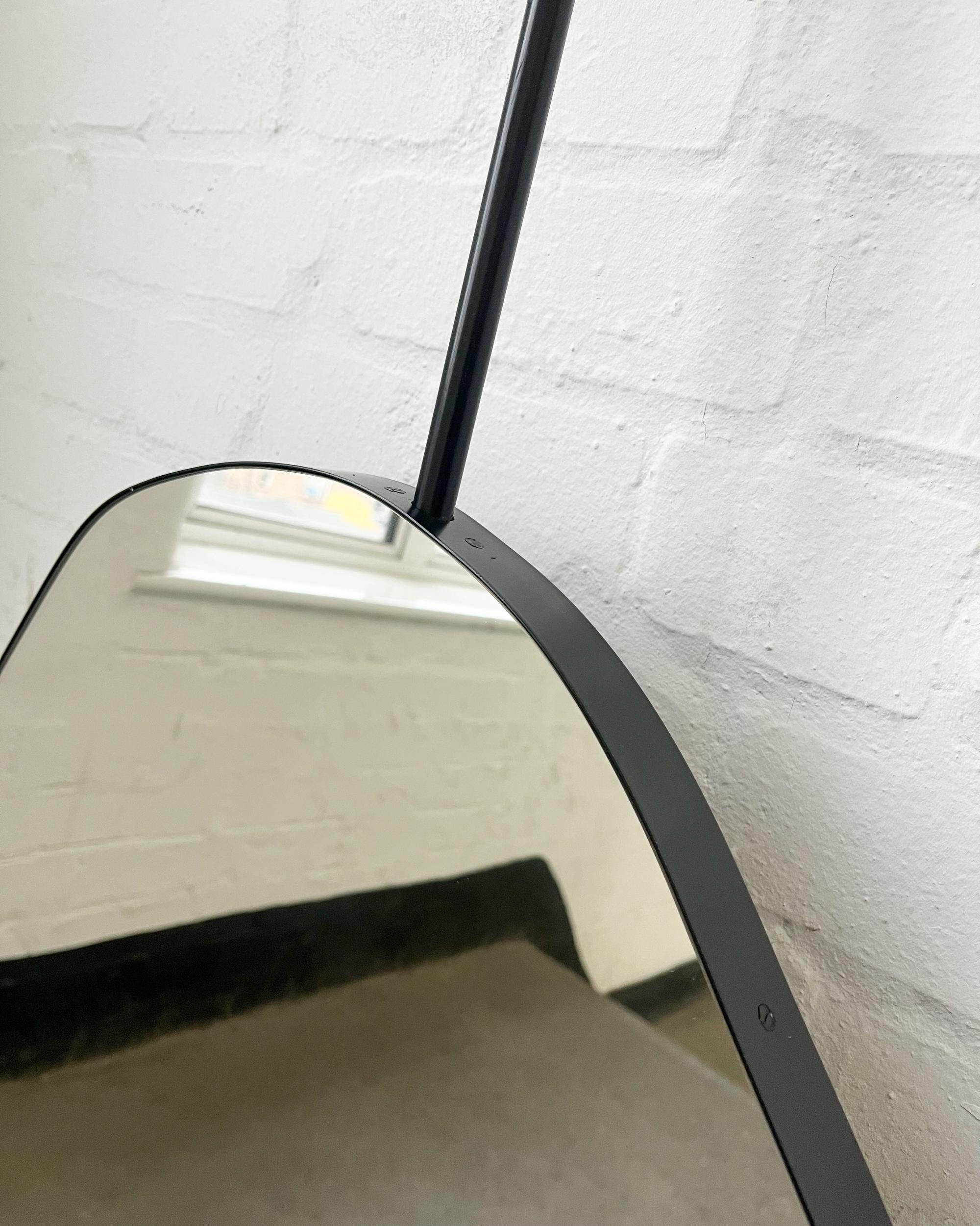 Contemporary Roca Ceiling Suspended Freeform Mirror with Minimalist Black Frame For Sale
