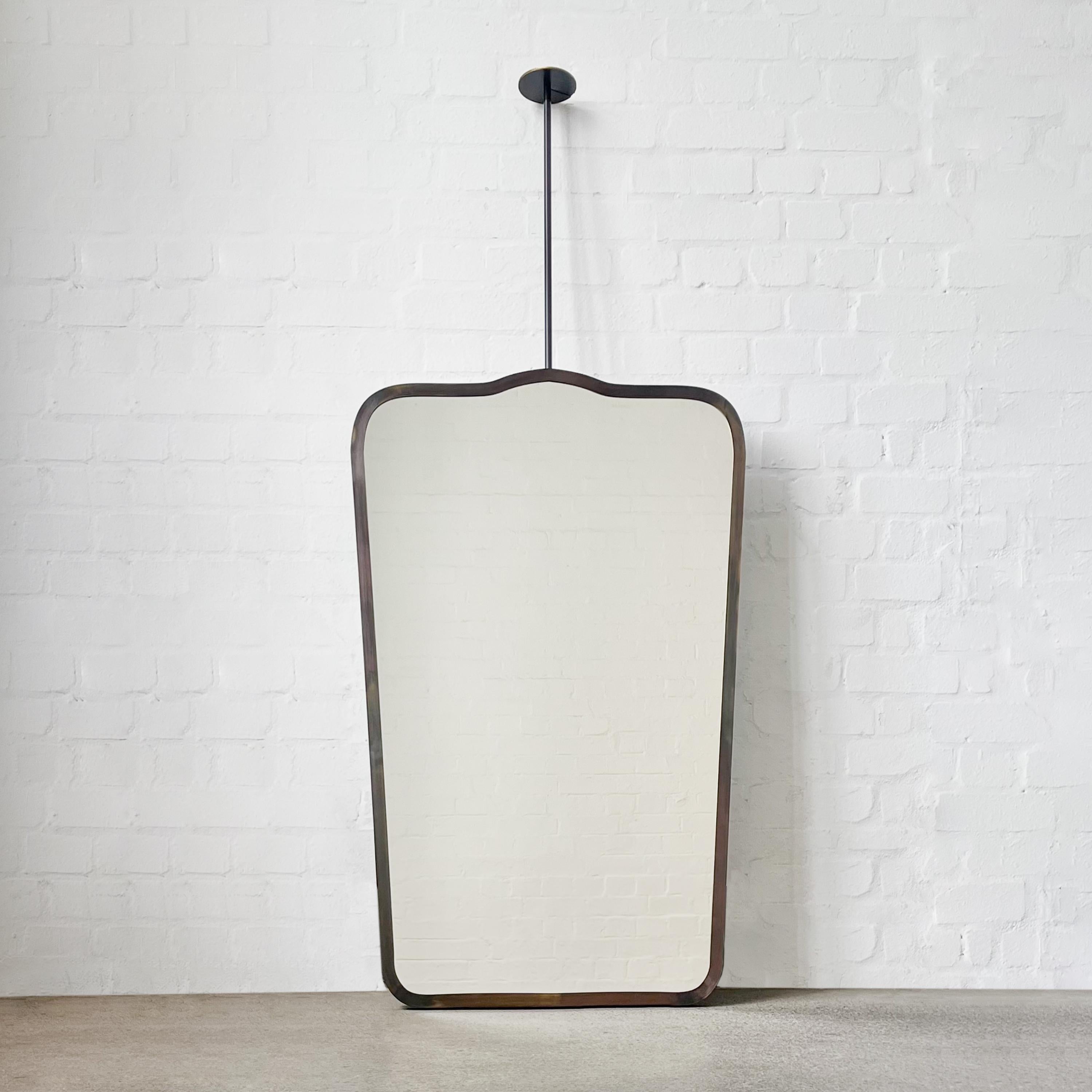 Hängespiegel mit Deckenaufhängung und Bronze-Patina-Rahmen, Vintage Vier (Moderne der Mitte des Jahrhunderts) im Angebot