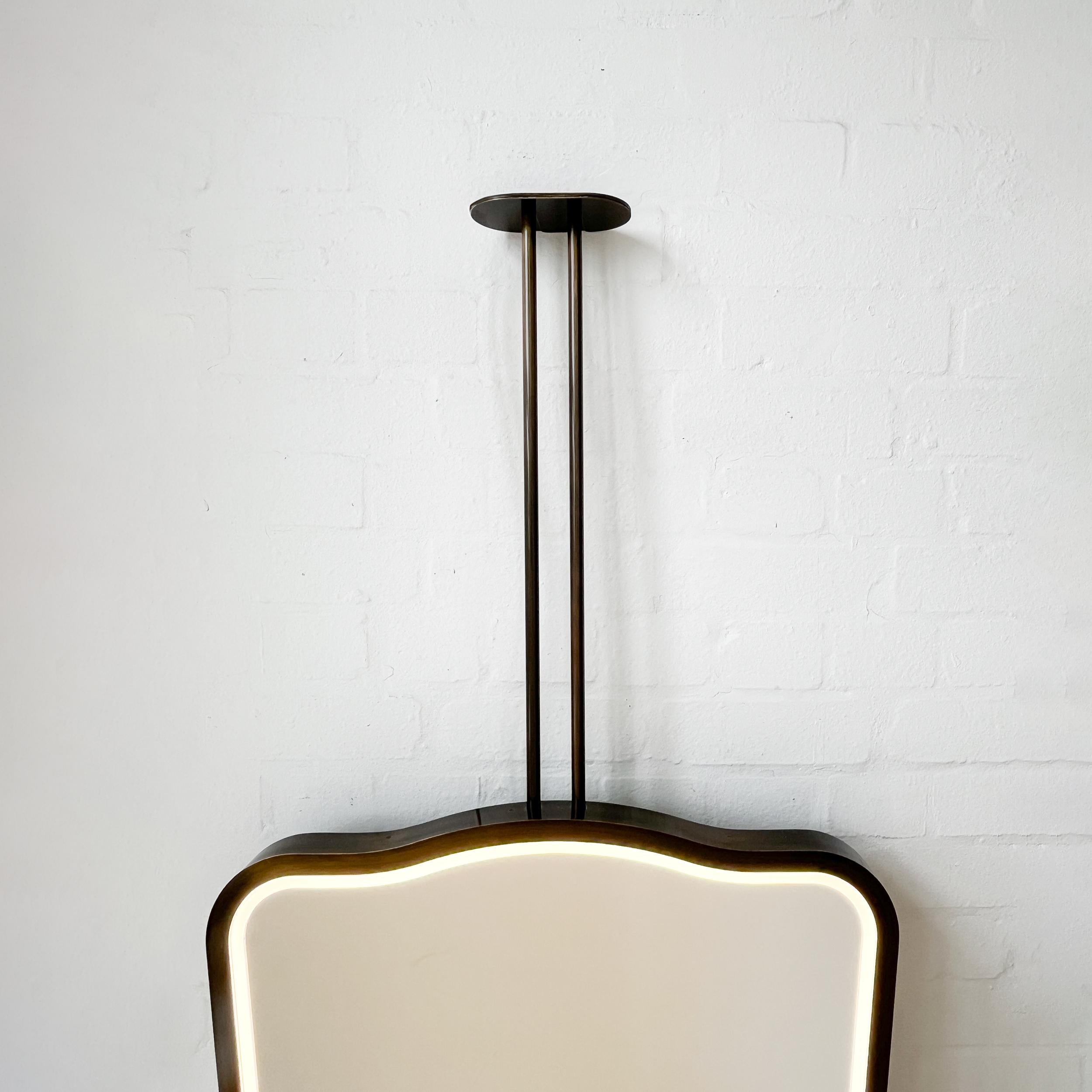 Miroir lumineux suspendu au plafond, cadre patine bronze, 2 bras, Vintage N.4 en vente 3