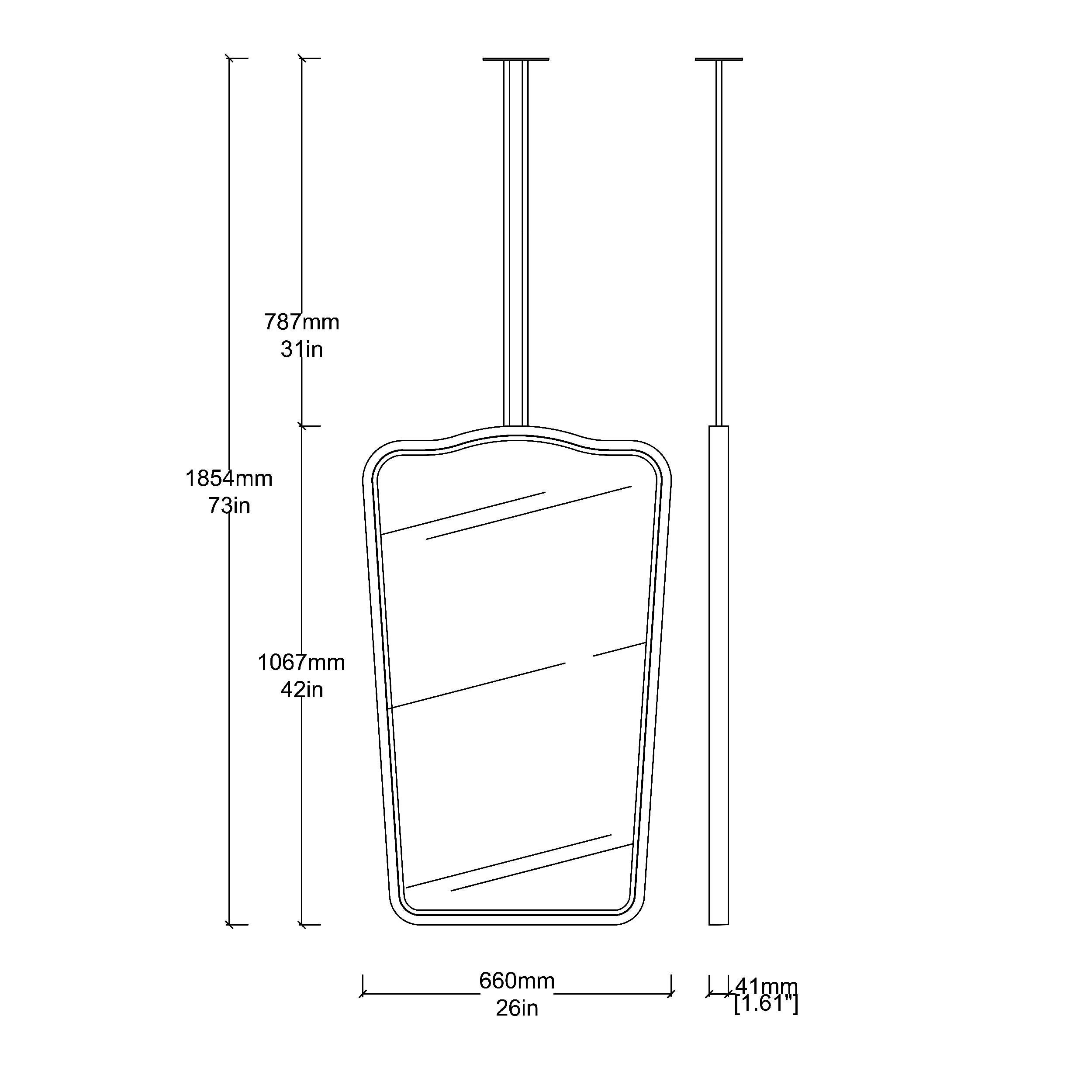 Miroir lumineux suspendu au plafond, cadre patine bronze, 2 bras, Vintage N.4 en vente 7