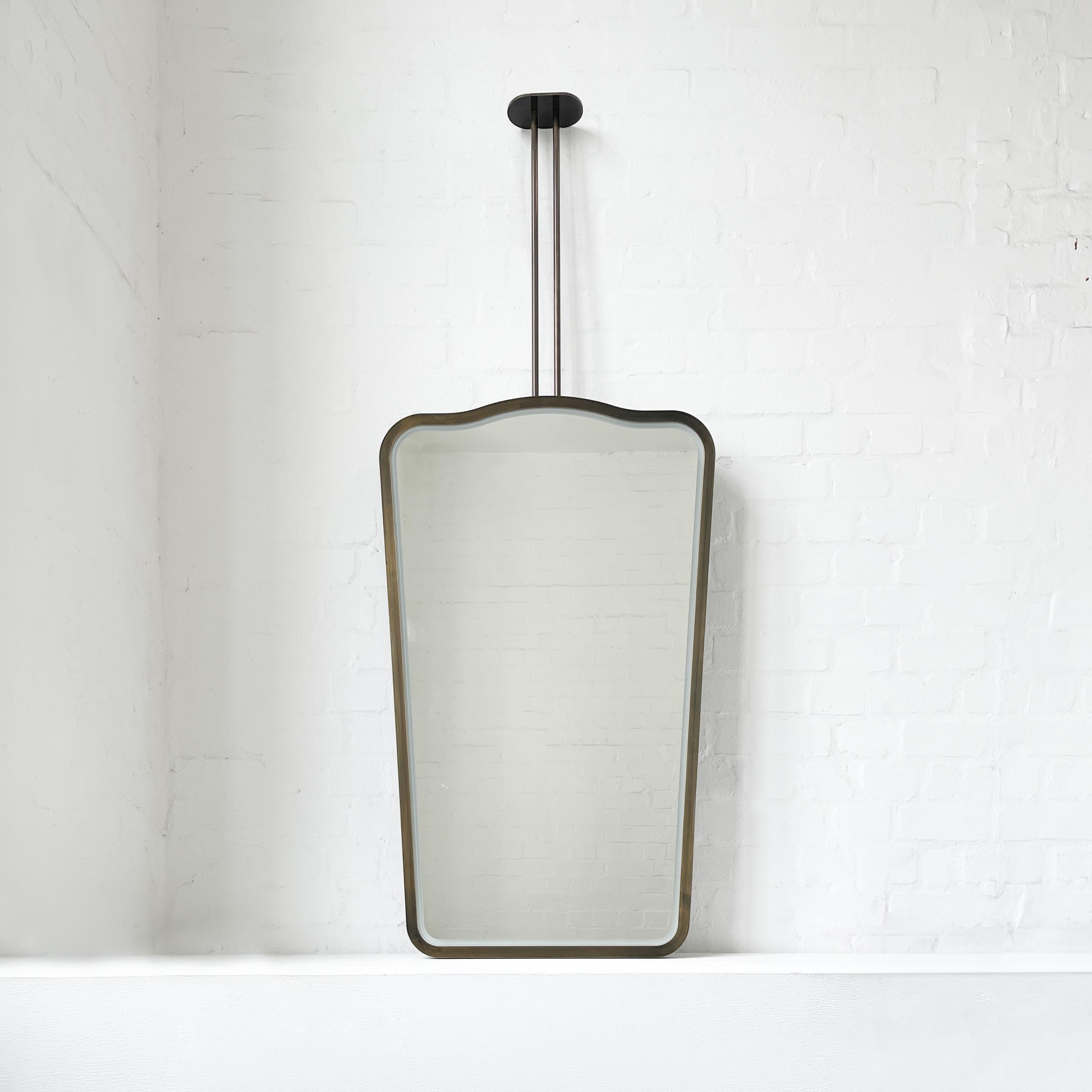 Britannique Miroir lumineux suspendu au plafond, cadre patine bronze, 2 bras, Vintage N.4 en vente