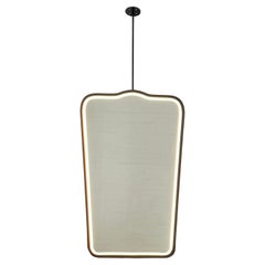 Ceiling Suspended Illuminated Mirror with Bronze Patina Frame, Vintage Four
