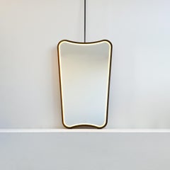 Ceiling Suspended Illuminated Mirror with Bronze Patina Frame, Vintage N.2