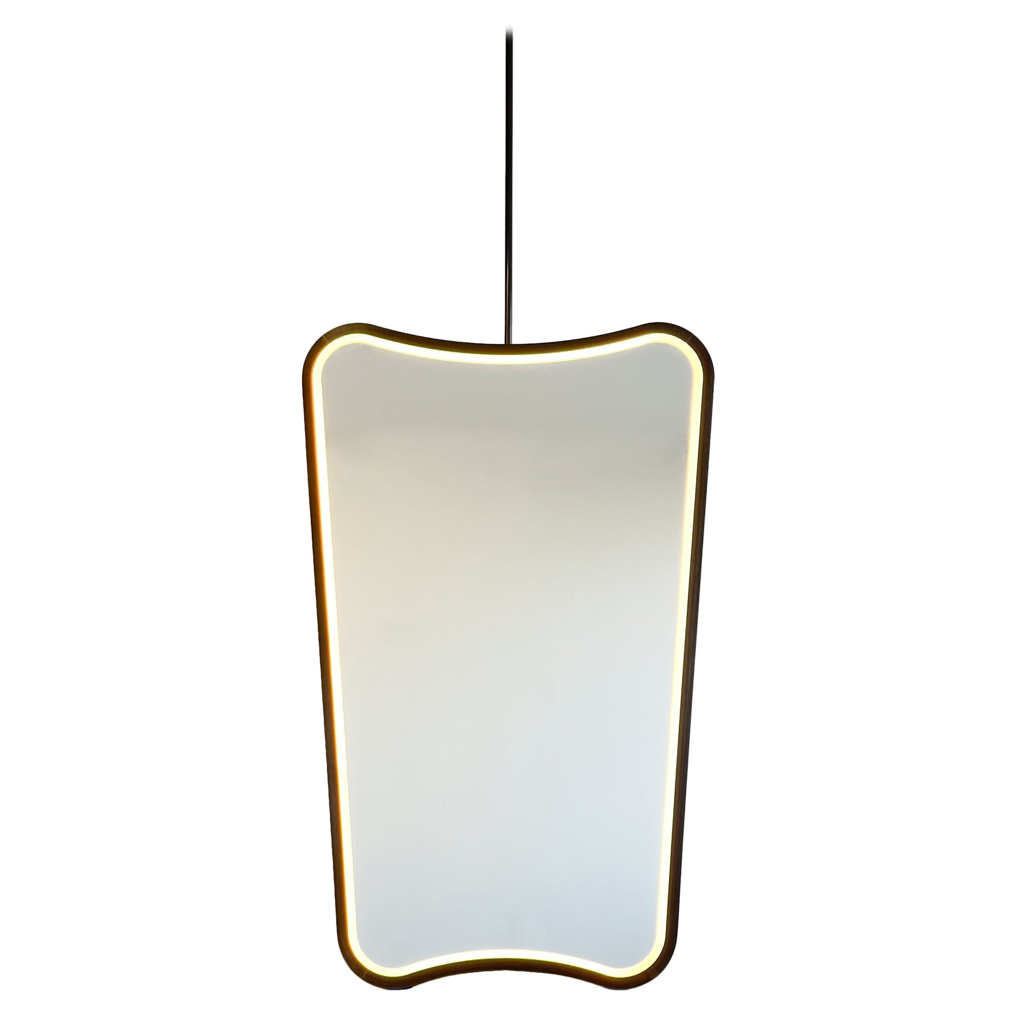 Miroir lumineux suspendu au plafond avec cadre en patine de bronze, Vintage N.2