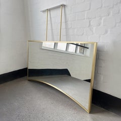 Ceiling Suspended Irregular shaped Oversized Mirror w Brushed Brass Full Frame