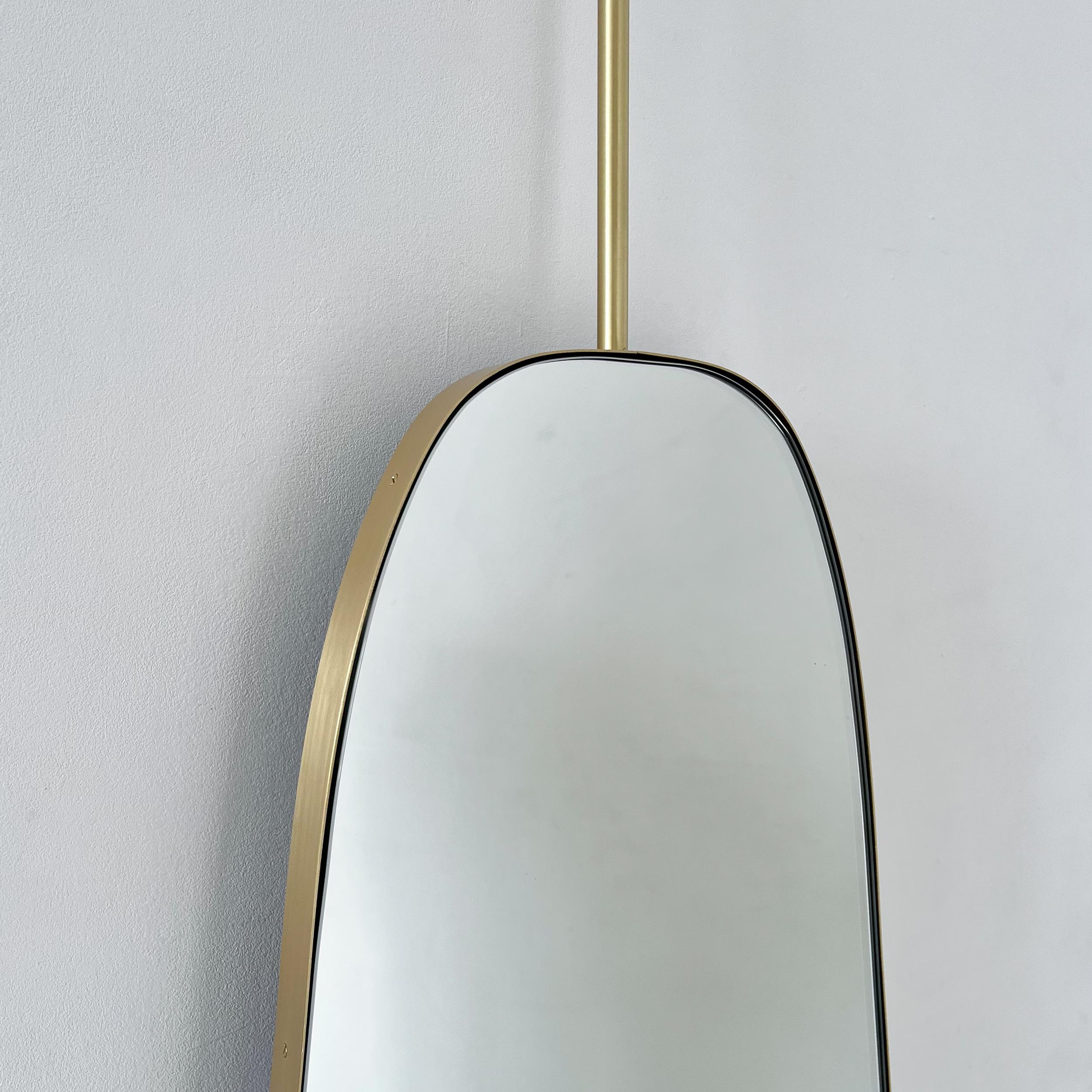 Art Deco Ceiling Suspended Organic Shaped Mirror with Brass Frame In New Condition For Sale In London, GB