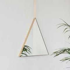 Ceiling Suspended Triangular Reversible Mirror with Modern Brass Frame