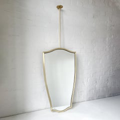 Ceiling Suspended Vintage N.7 Freeform Beveled Mirror and Brass Full Frame