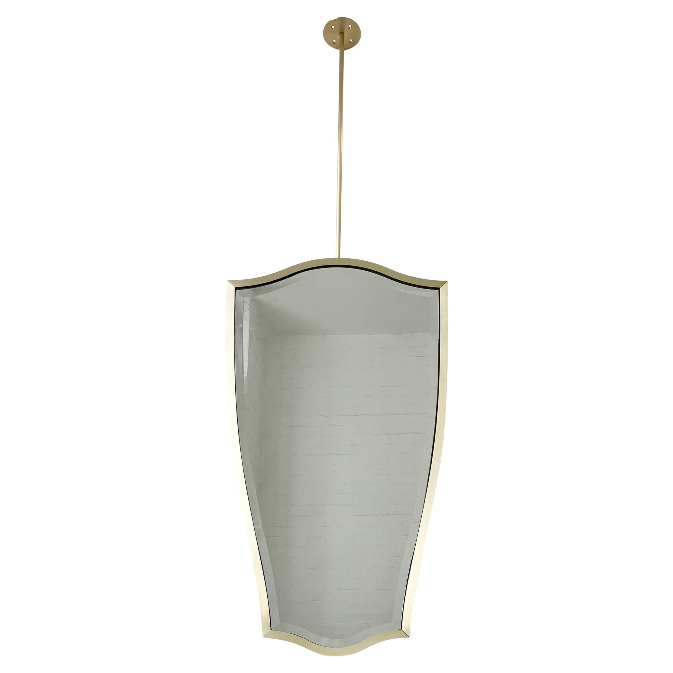 Aufgehängte Decke Vintage N.7 Freiform abgeschrägter Spiegel und Messing voller Rahmen im Angebot