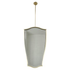 Miroir biseauté de forme libre Vintage N.7 suspendu au plafond et cadre complet en laiton