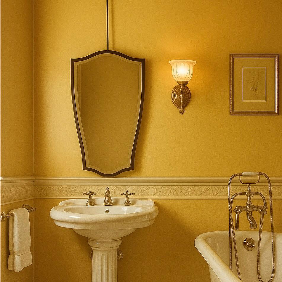 Specchio smussato d'epoca N.7 a forma libera sospeso a soffitto con cornice in bronzo patinato in vendita 4