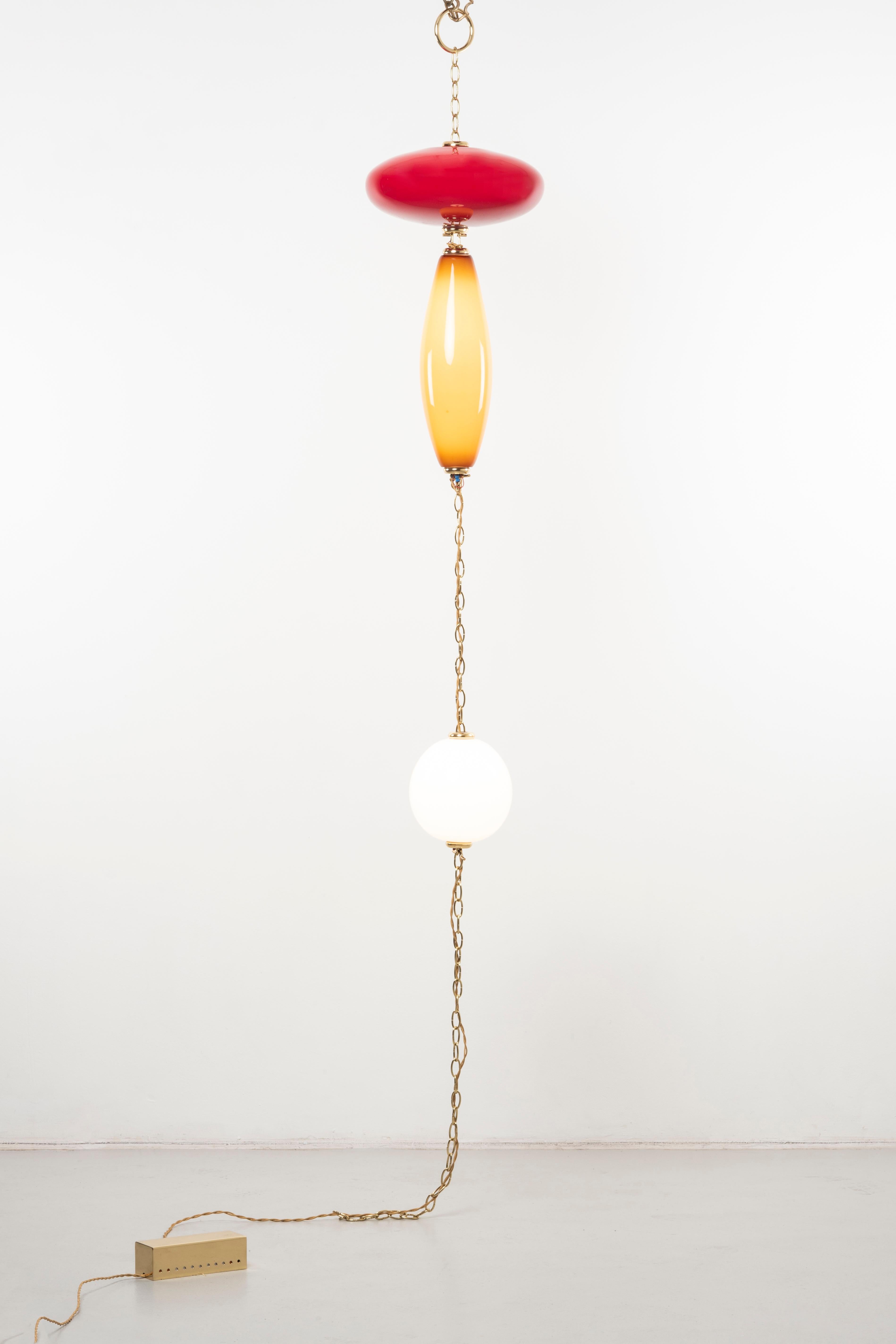 Ceiling to floor lamp by Analogia Project
Necklace Collection. Italy, 2018. 3 elements. Brass, LED, glass. H max 351 cm. H max 138.2 in.
Please note: Prices do not include VAT. VAT may be applied depending on the ship-to location.