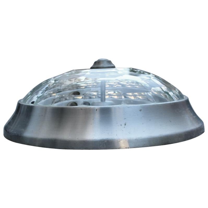 Plafoniera a parete in alluminio con vetro diamantato Lumi Milano Midcentury Italian Design