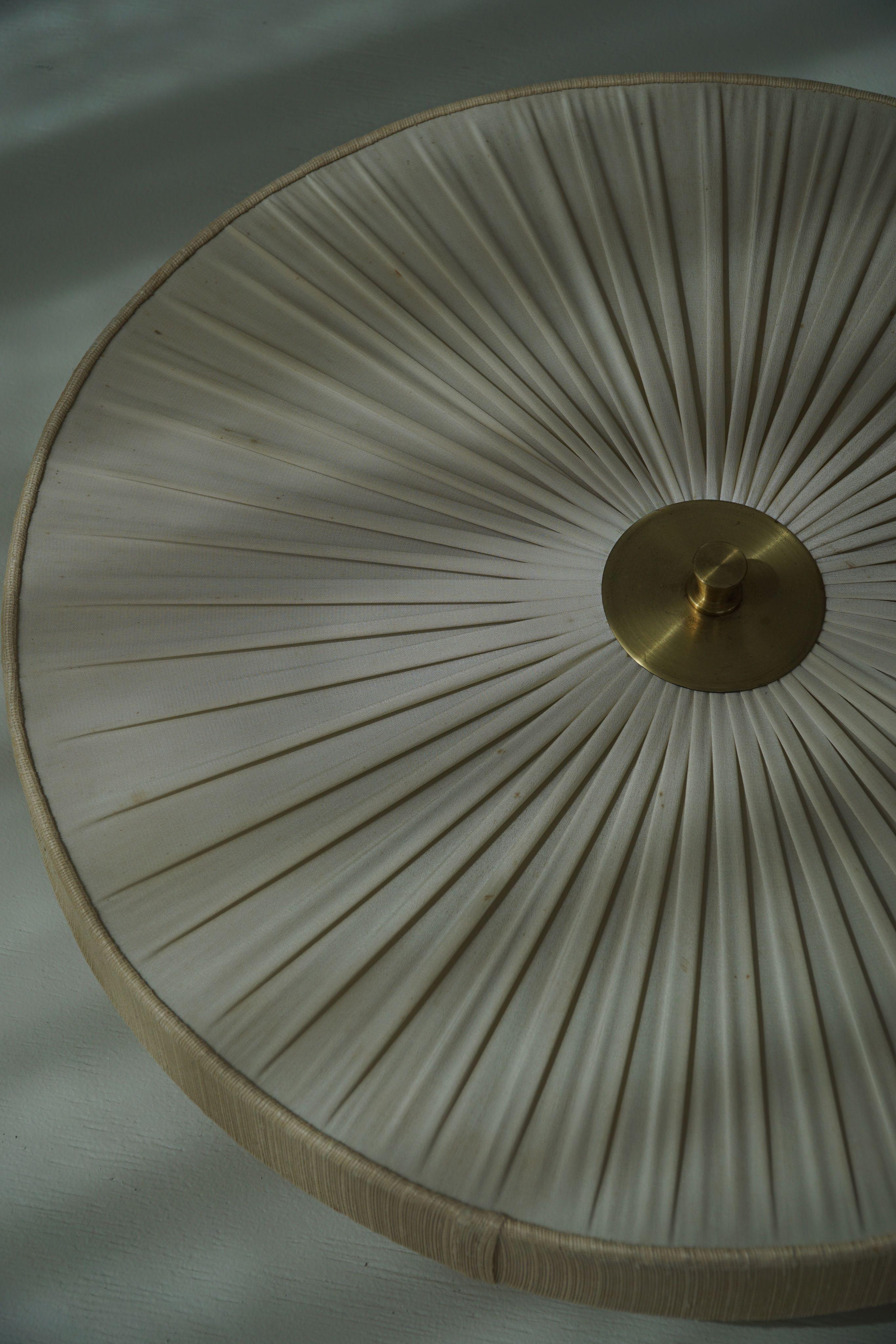 Ceiling / Wall Sconce in Brass & Silk, Swedish Mid Century Modern, 1960s For Sale 5