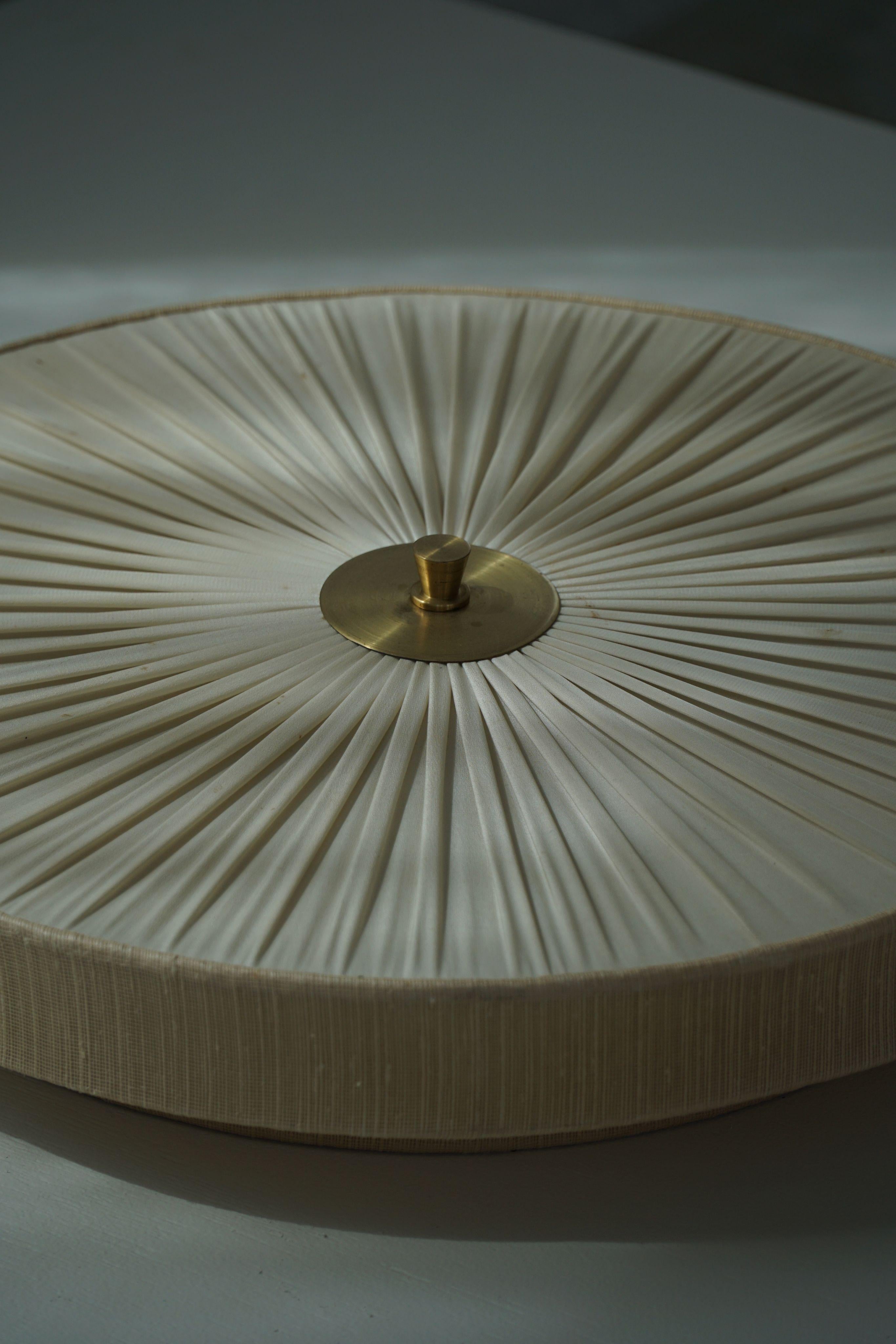 Ceiling / Wall Sconce in Brass & Silk, Swedish Mid Century Modern, 1960s For Sale 6