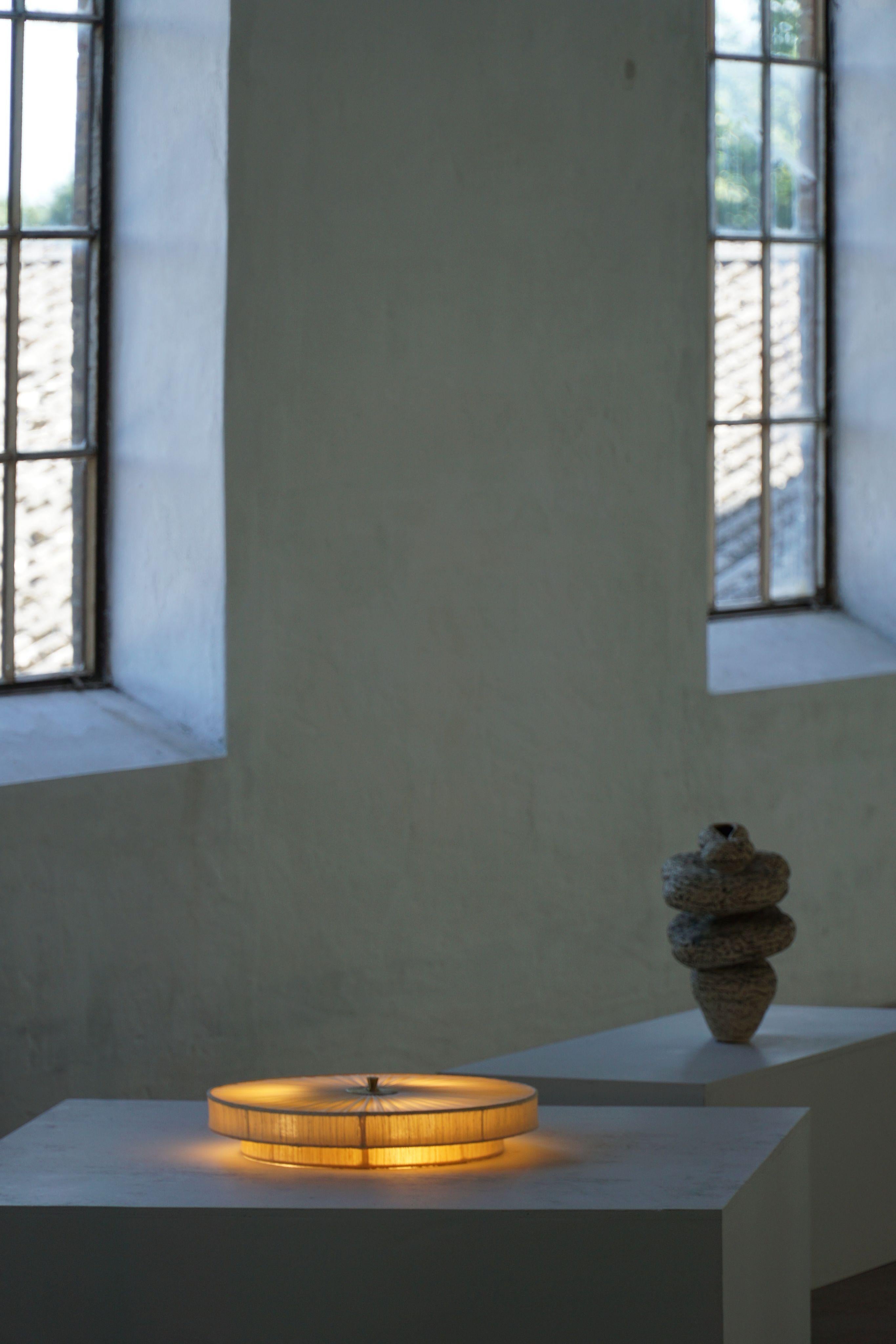 Ceiling / Wall Sconce in Brass & Silk, Swedish Mid Century Modern, 1960s For Sale 11