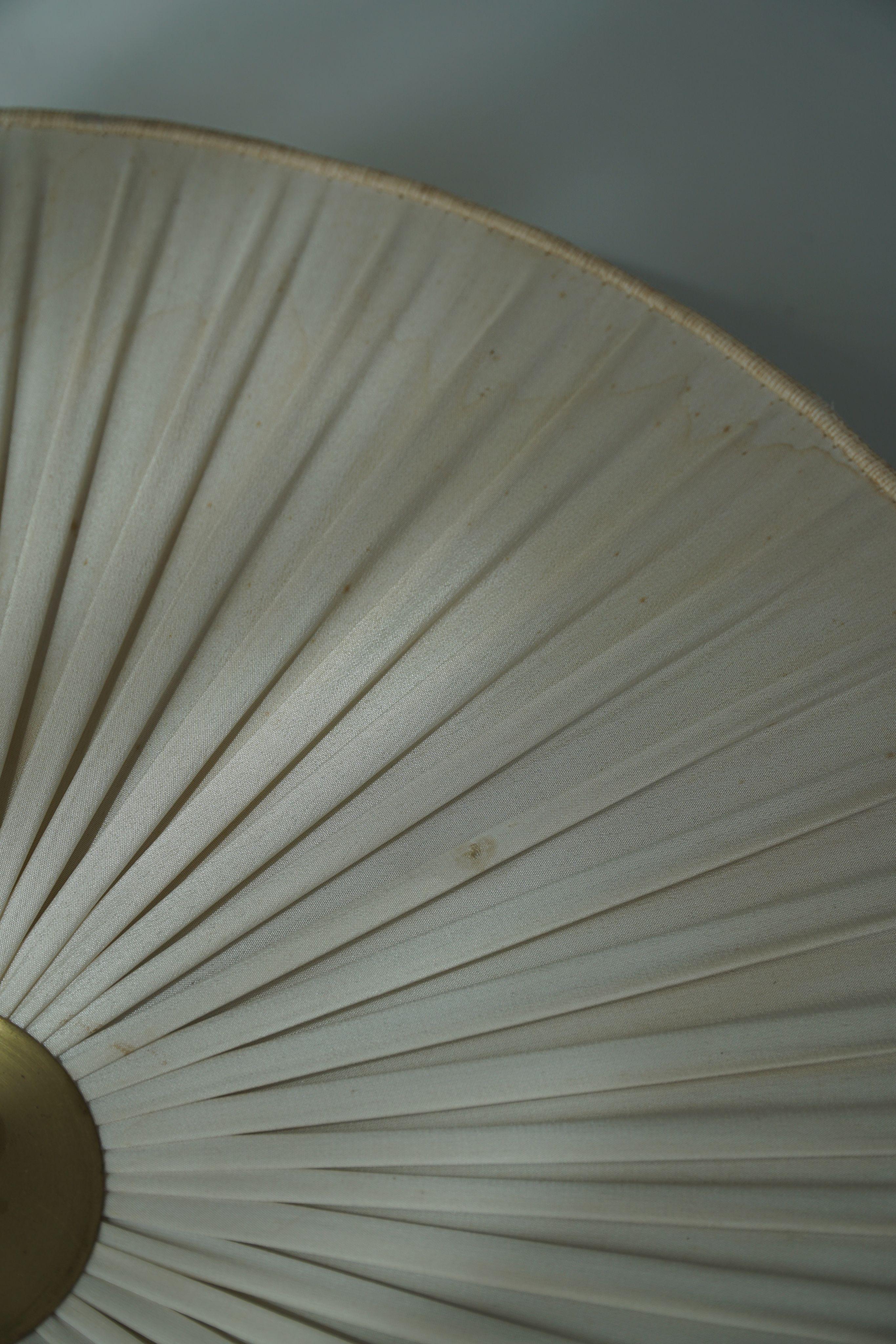 Ceiling / Wall Sconce in Brass & Silk, Swedish Mid Century Modern, 1960s For Sale 4