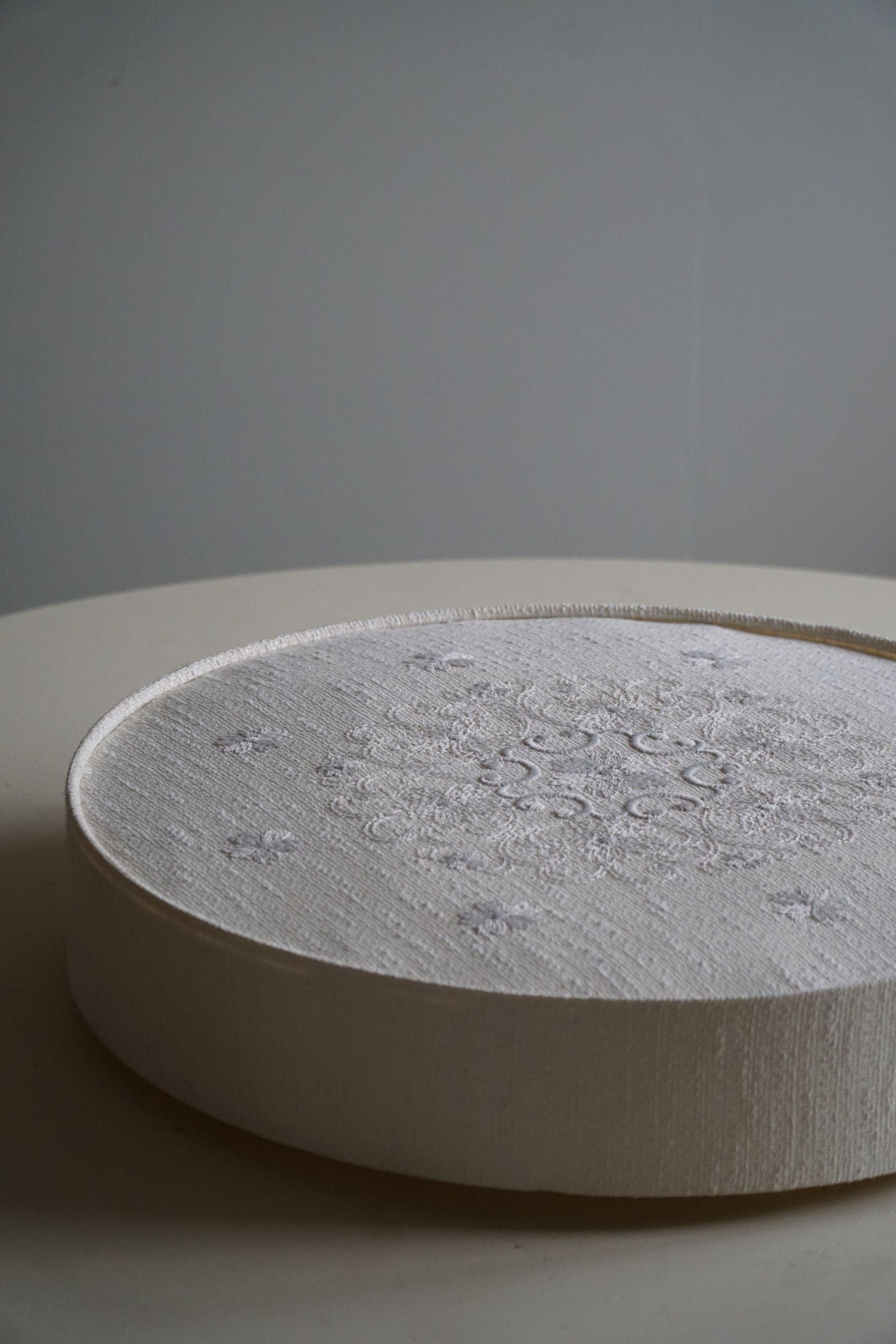Ceiling / Wall Scone in Linen, Silk & Lace, Swedish Mid Century Modern, 1960s  For Sale 4
