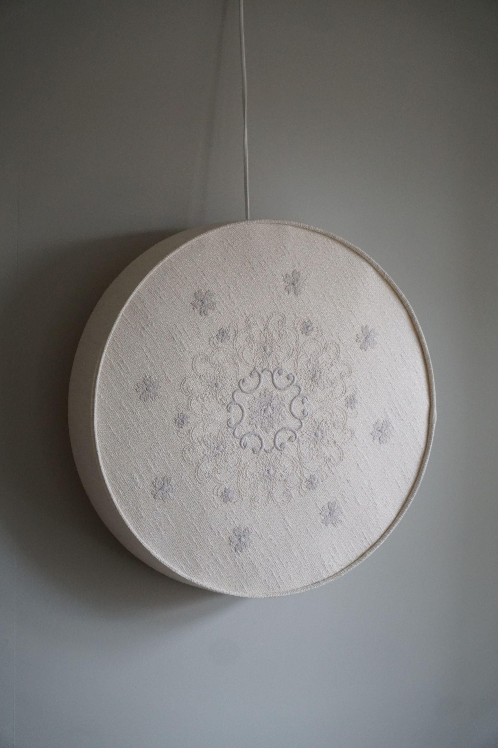 Ceiling / Wall Scone in Linen, Silk & Lace, Swedish Mid Century Modern, 1960s  For Sale 7
