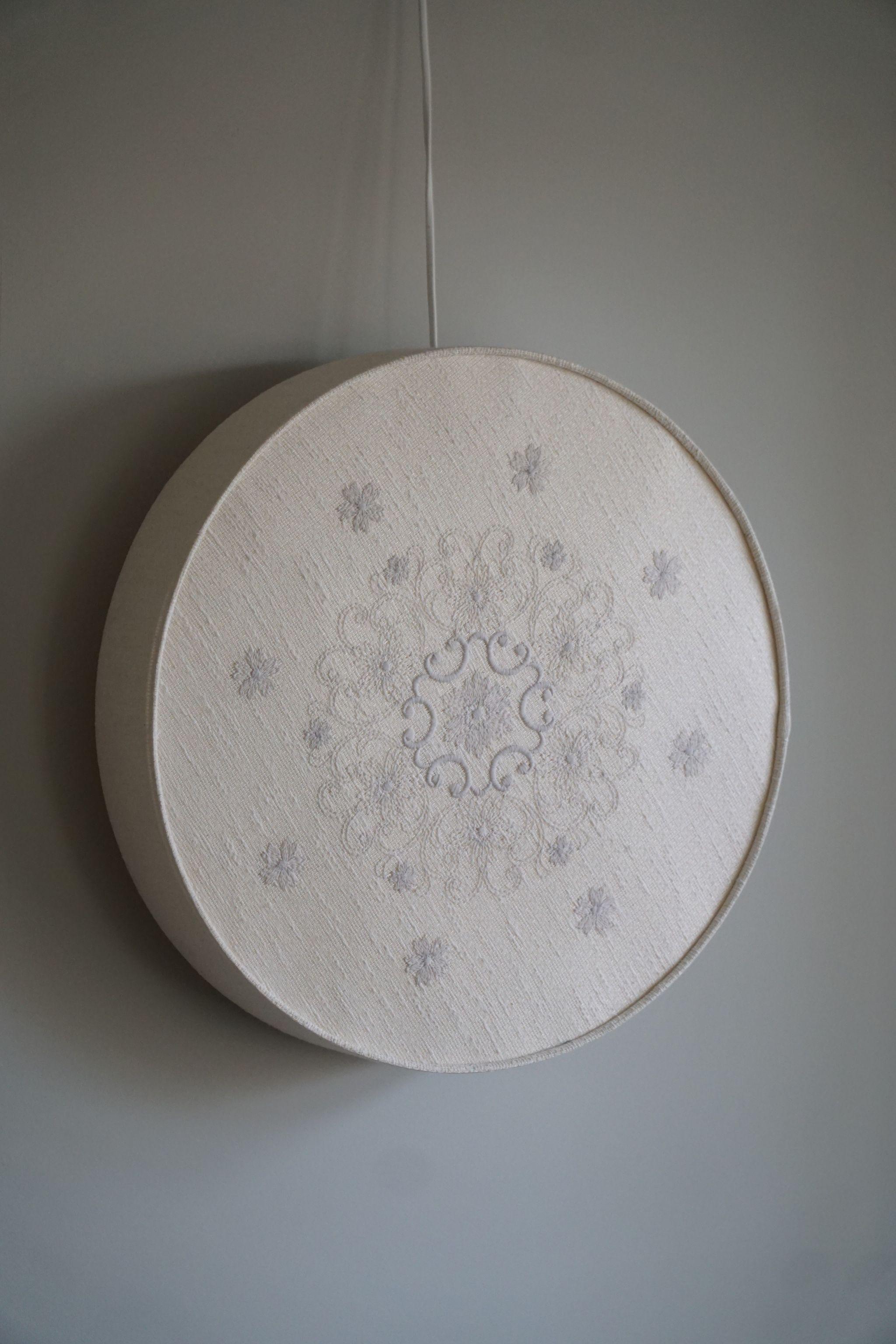 Ceiling / Wall Scone in Linen, Silk & Lace, Swedish Mid Century Modern, 1960s  For Sale 9