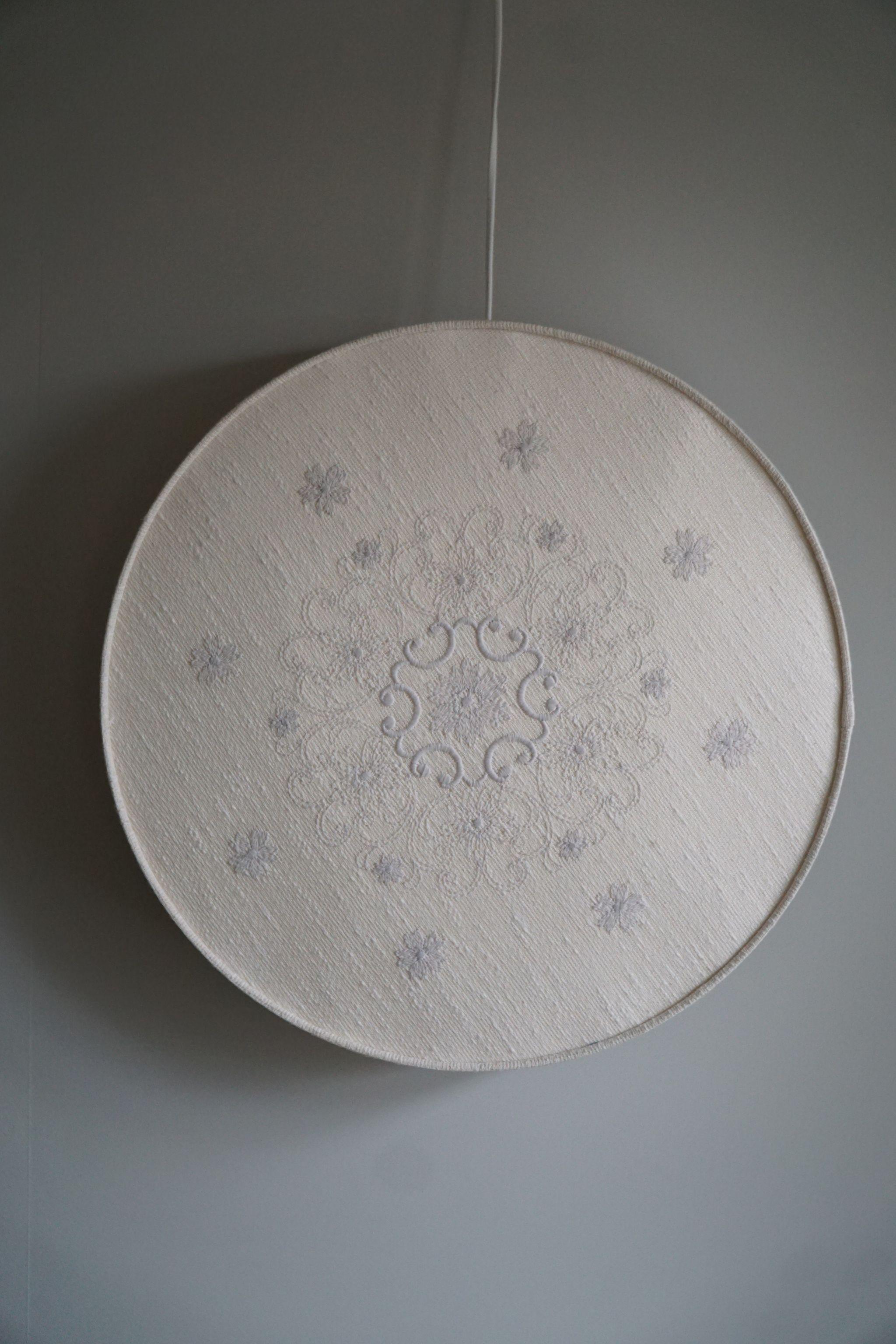 Ceiling / Wall Scone in Linen, Silk & Lace, Swedish Mid Century Modern, 1960s  In Good Condition For Sale In Odense, DK